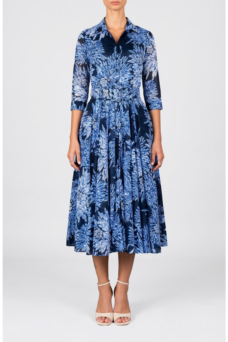 Shibori Belted Midi Shirtdress
