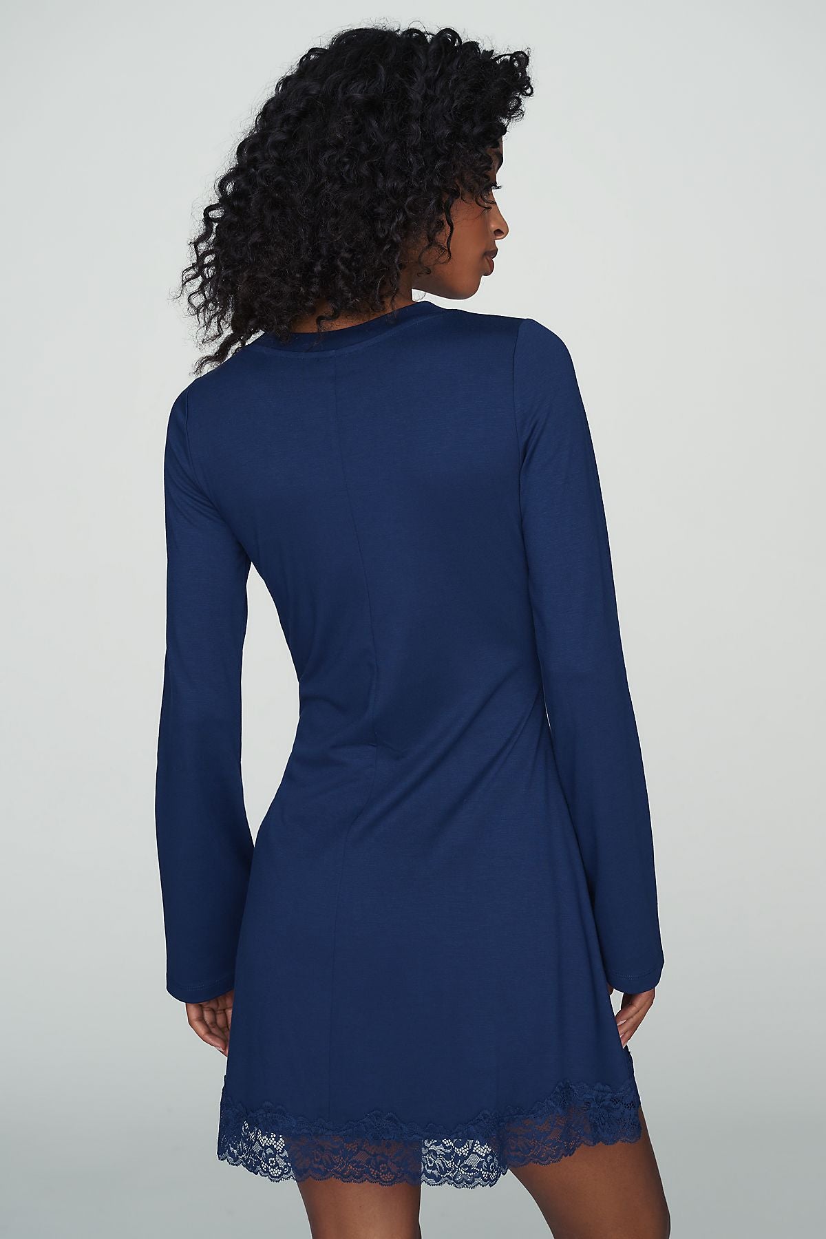 By Anthropologie Knit Lace-Trim Mini Dress