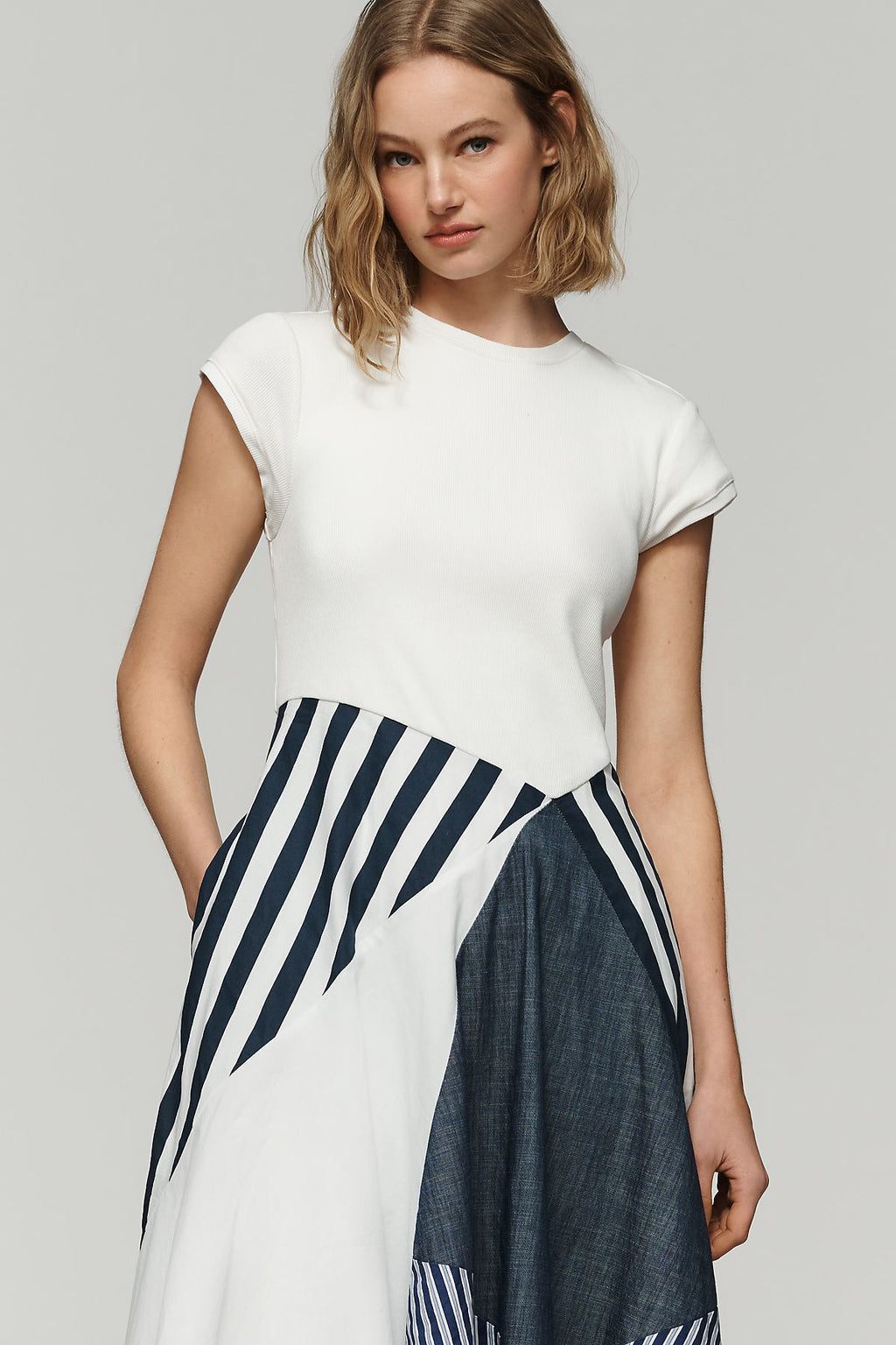 Maeve Twofer Patchwork Midi Dress