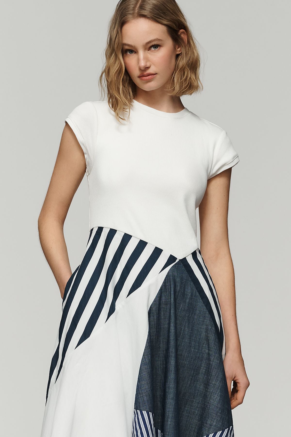Maeve Twofer Patchwork Midi Dress