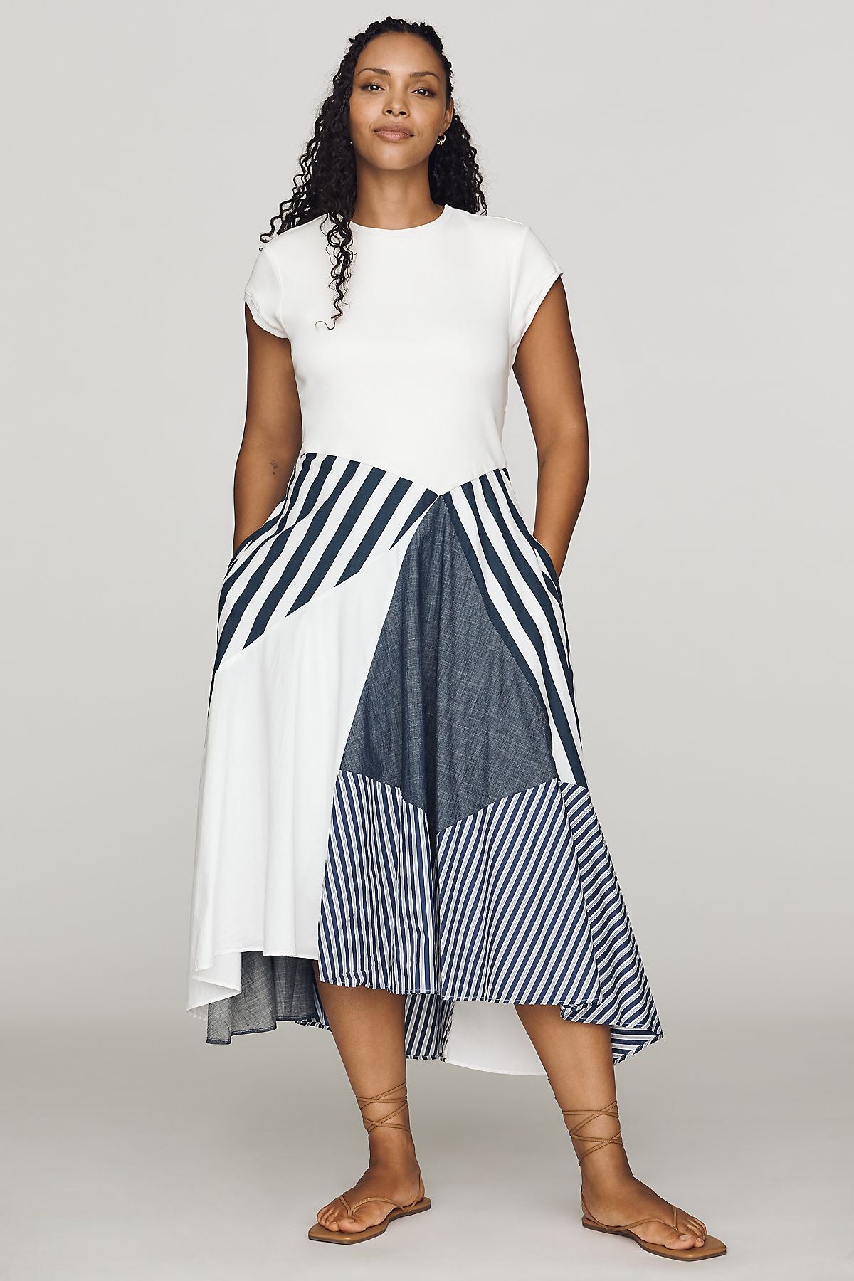 Maeve Twofer Patchwork Midi Dress