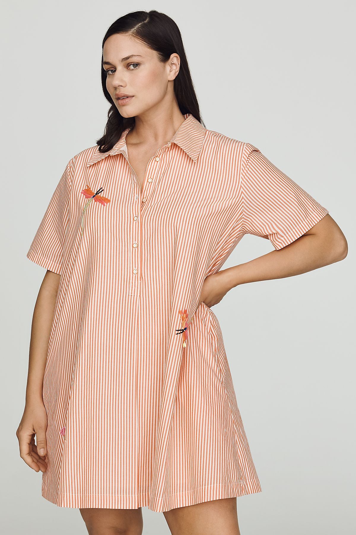 By Anthropologie Pollie Embroidered Swing Mini Dress