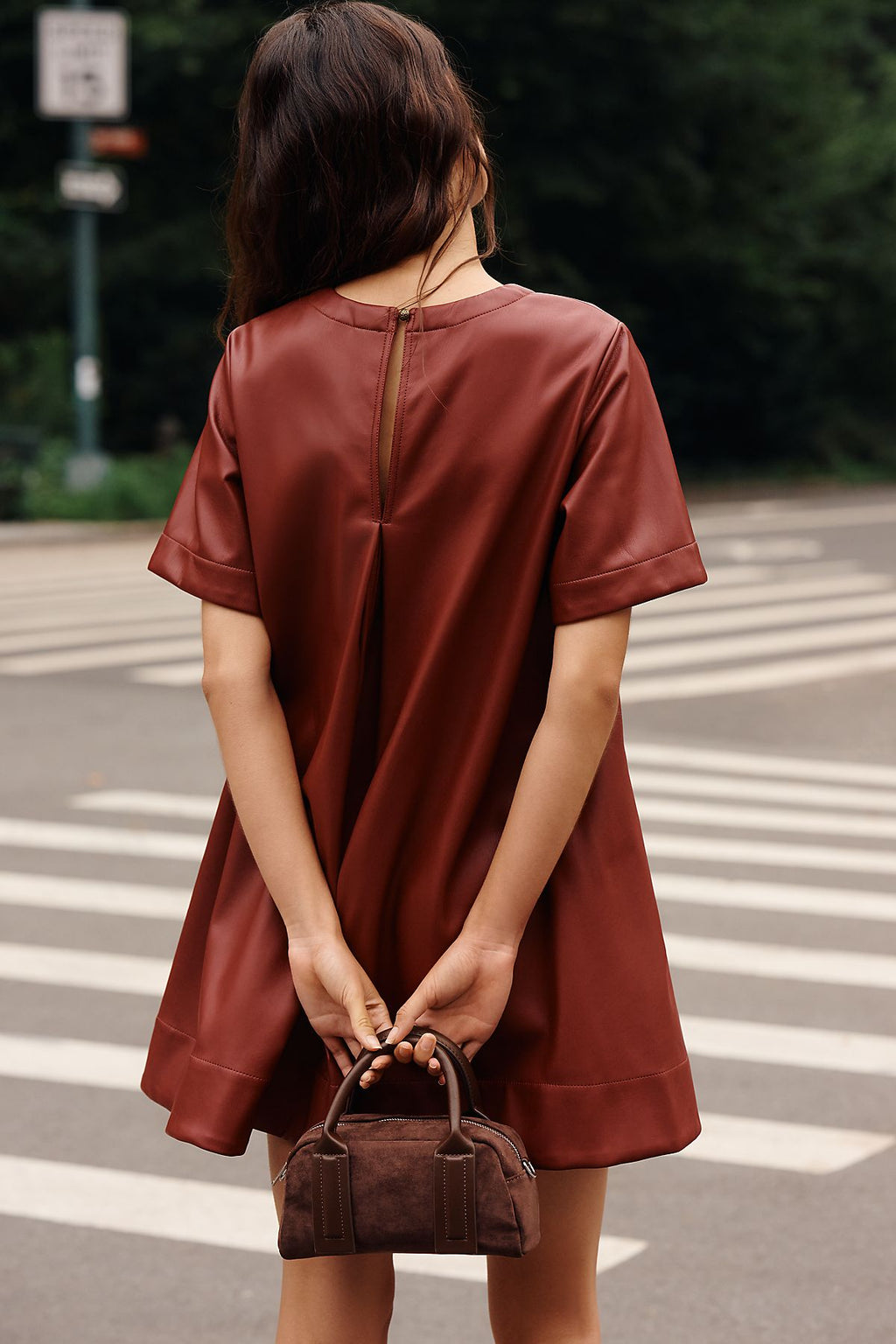 Maeve Emmy Faux-Leather Mini Dress