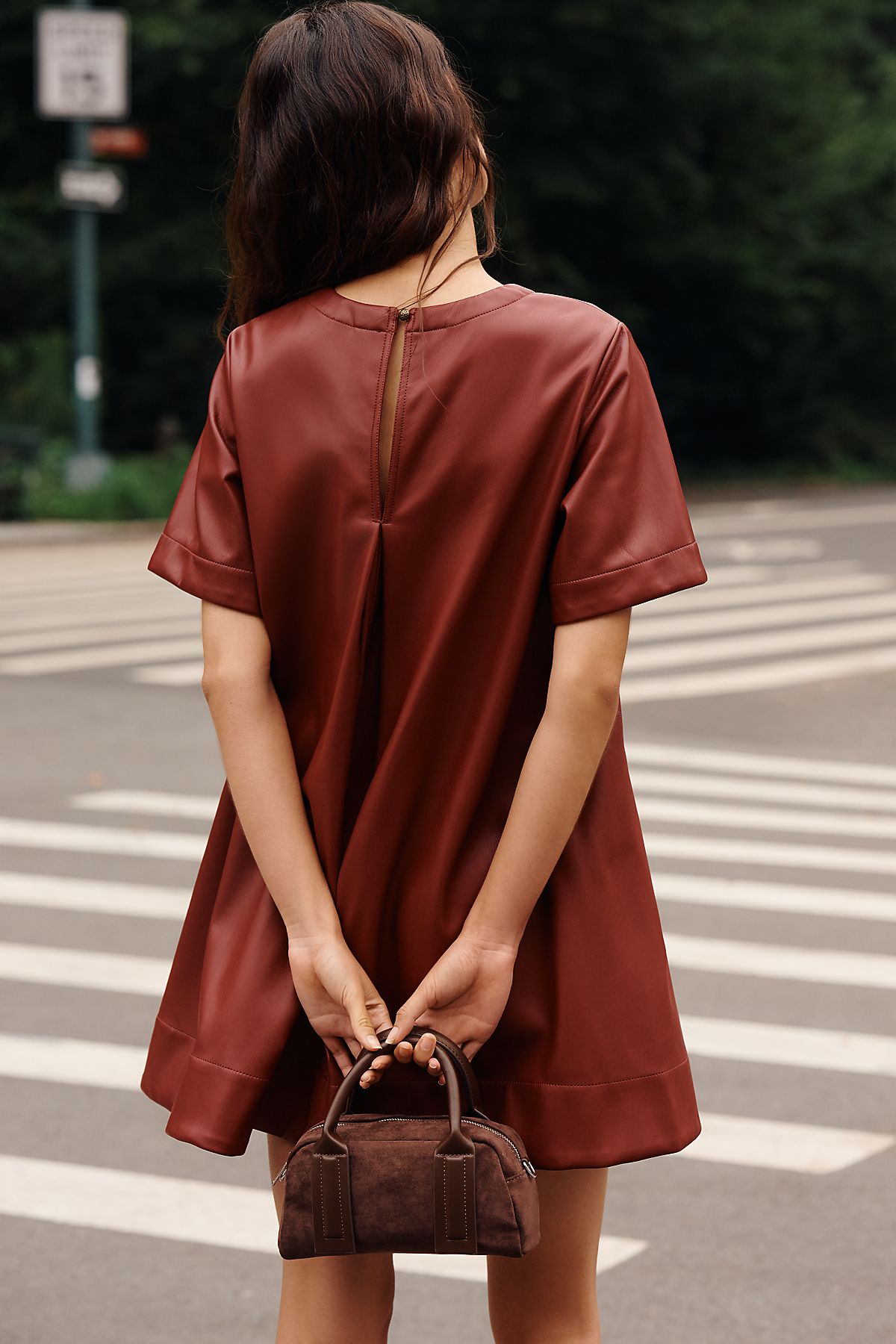 Maeve Emmy Faux-Leather Mini Dress