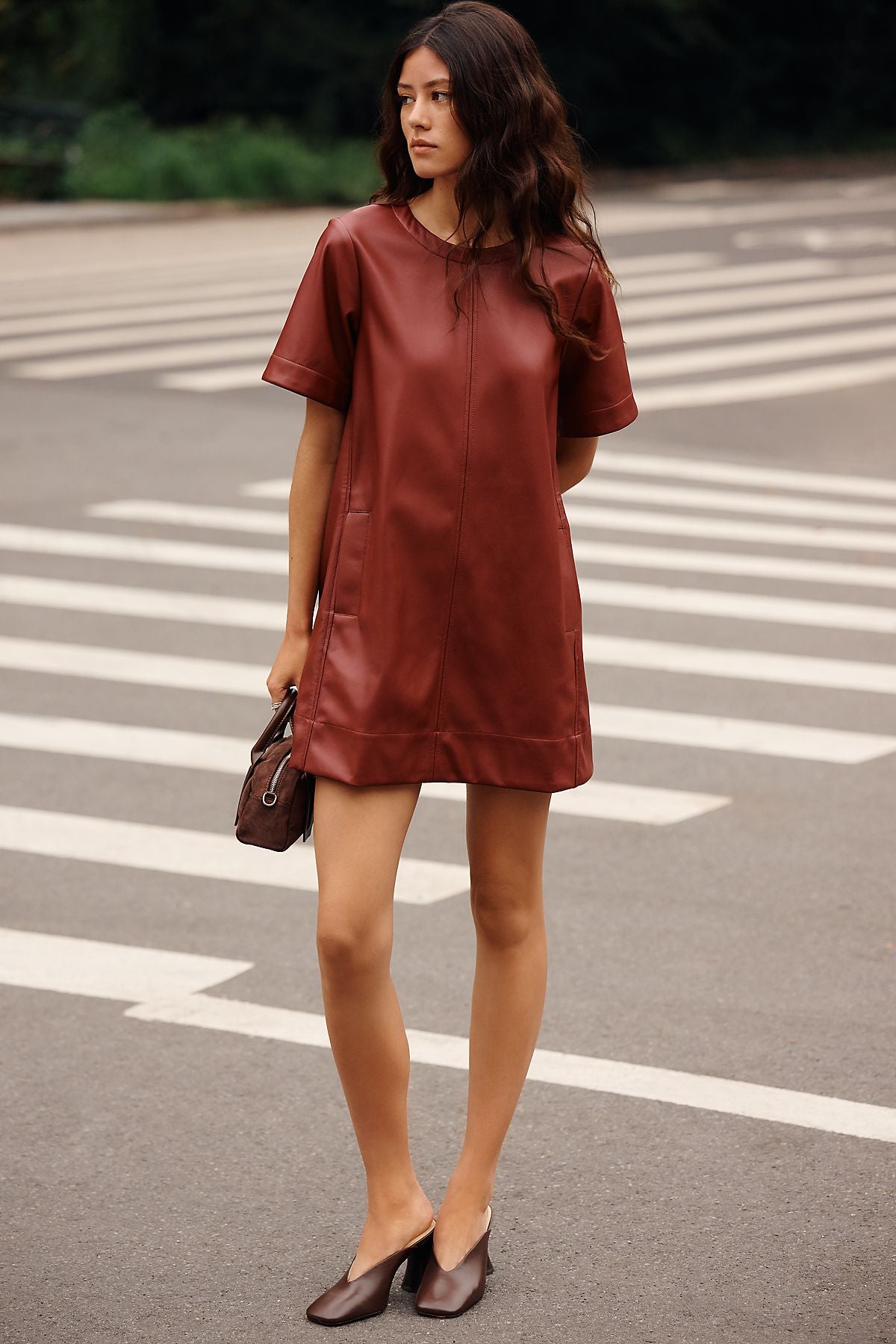 Maeve Emmy Faux-Leather Mini Dress