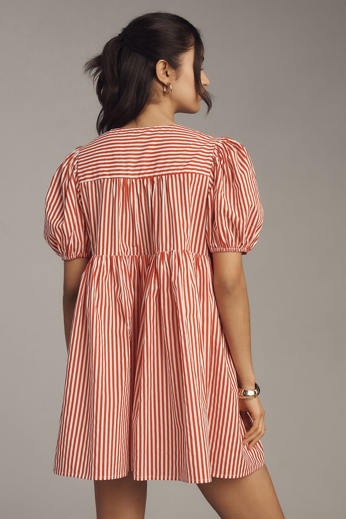 English Factory Petite Puff-Sleeve Bow Mini Dress