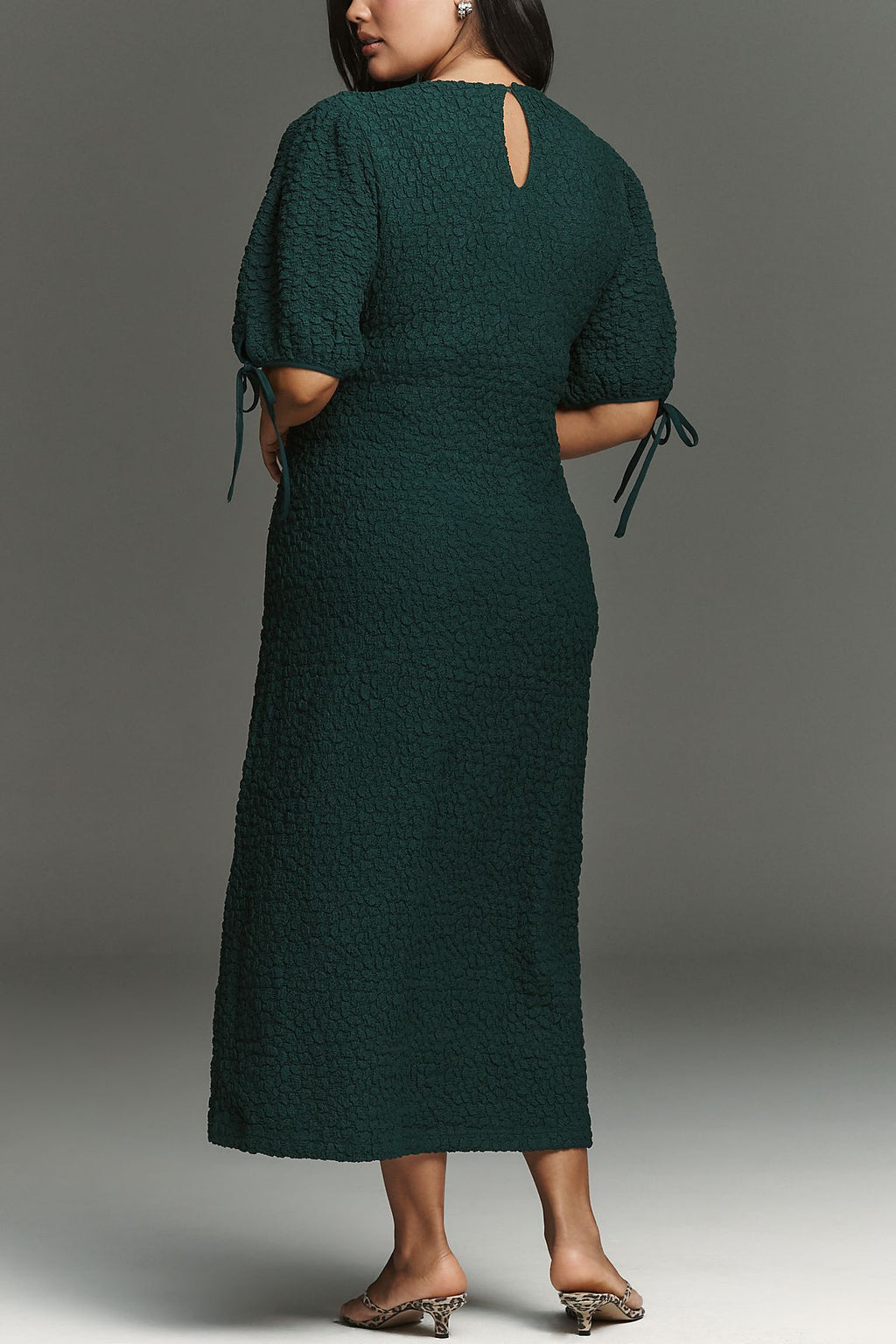 English Factory Short-Sleeve Textured Midi Dress