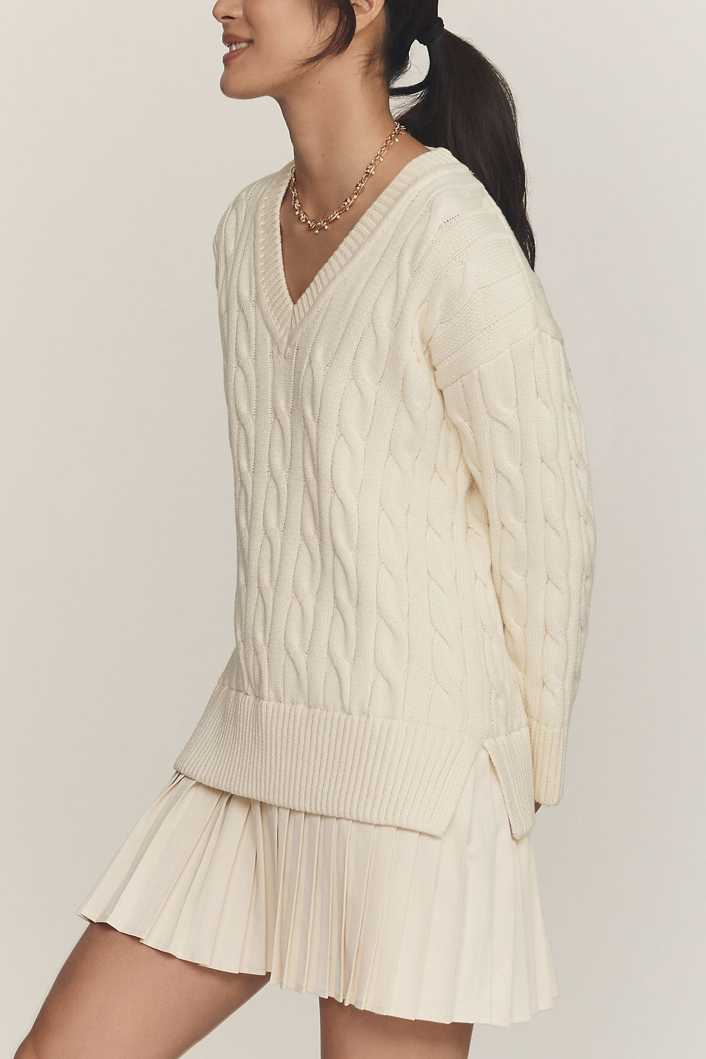 English Factory V-Neck Long-Sleeve Mini Twofer Dress