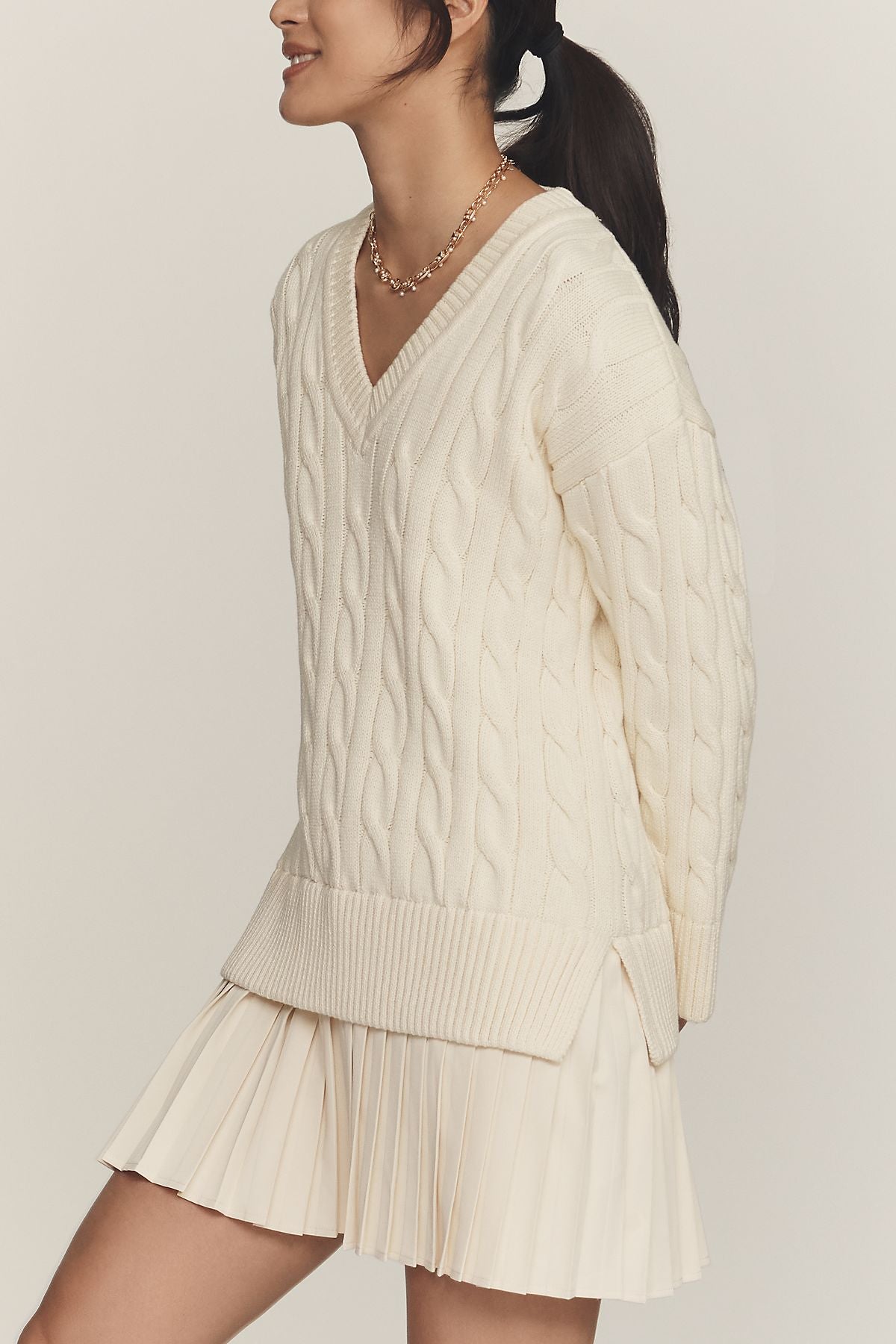 English Factory V-Neck Long-Sleeve Mini Twofer Dress