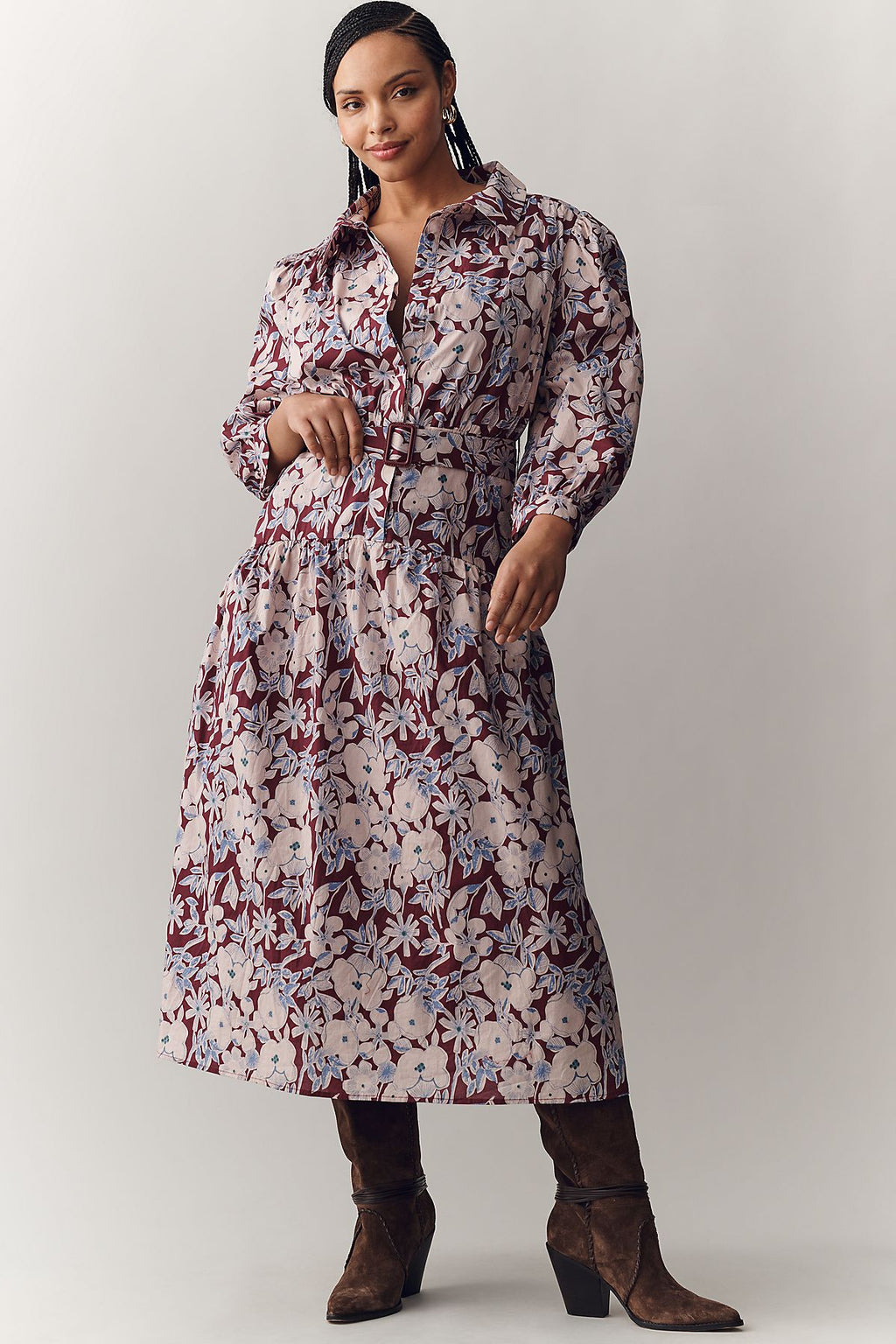 English Factory Long-Sleeve Midi Shirtdress