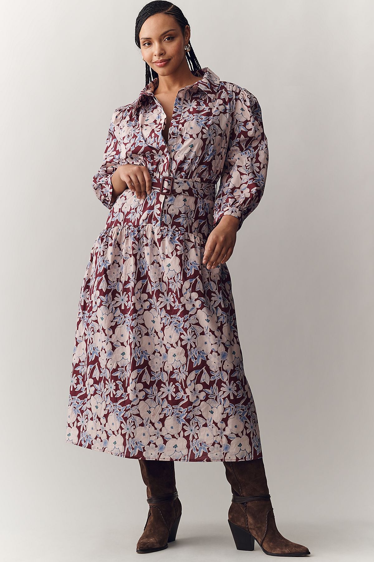 English Factory Long-Sleeve Midi Shirtdress