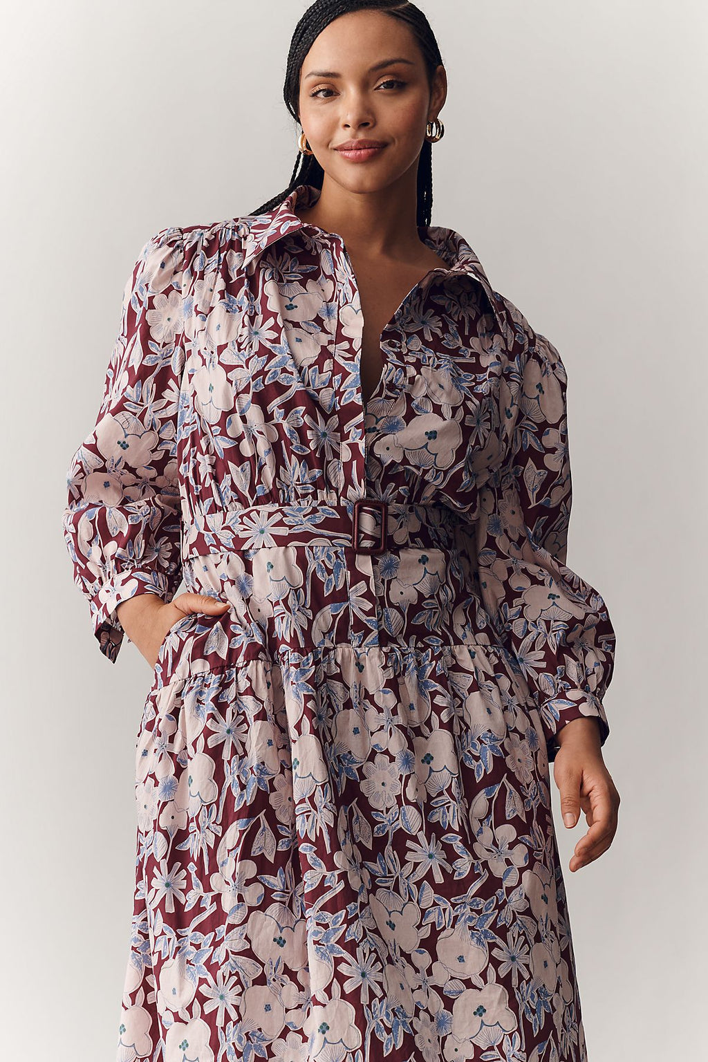 English Factory Long-Sleeve Midi Shirtdress