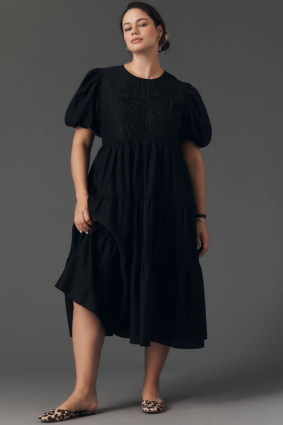 English Factory Short-Sleeve Sheer Midi Shirtdress
