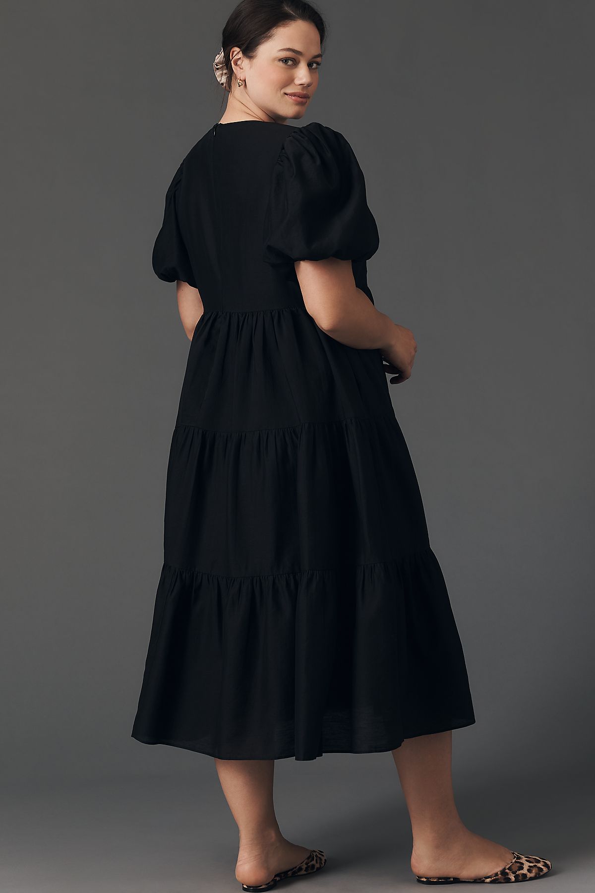 English Factory Short-Sleeve Sheer Midi Shirtdress