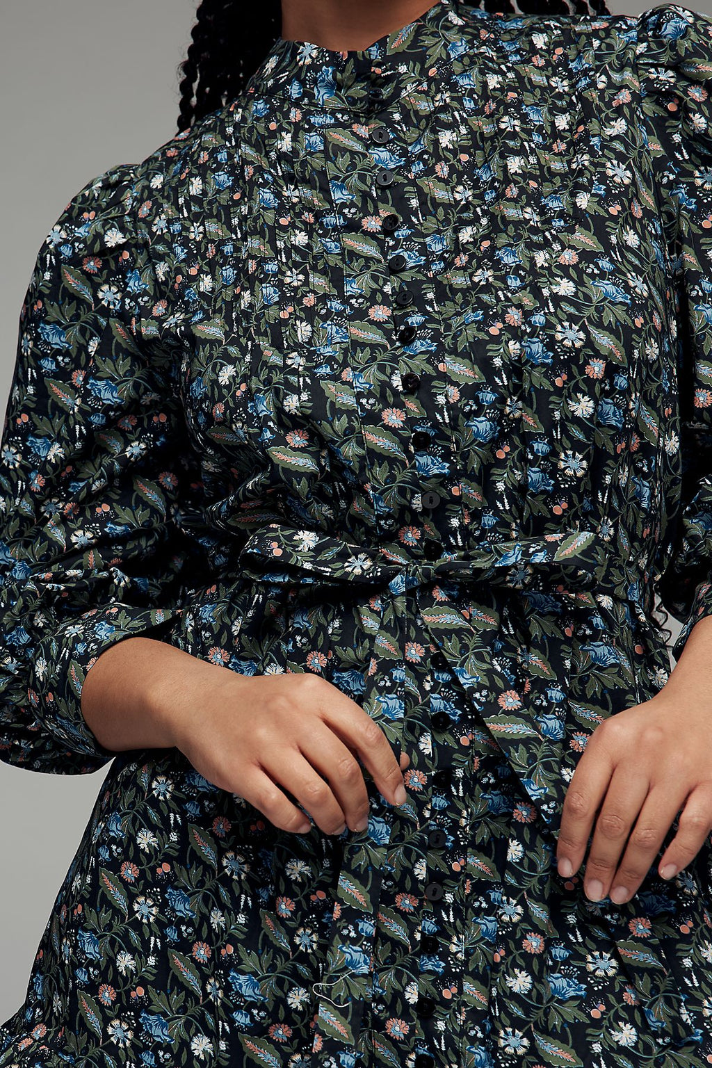 English Factory Long-Sleeve Floral Mini Shirtdress