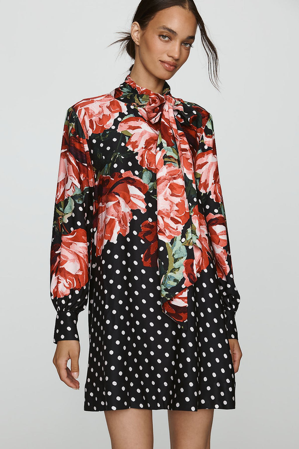 Caroline Tie-Neck Mini Dress by Maeve
