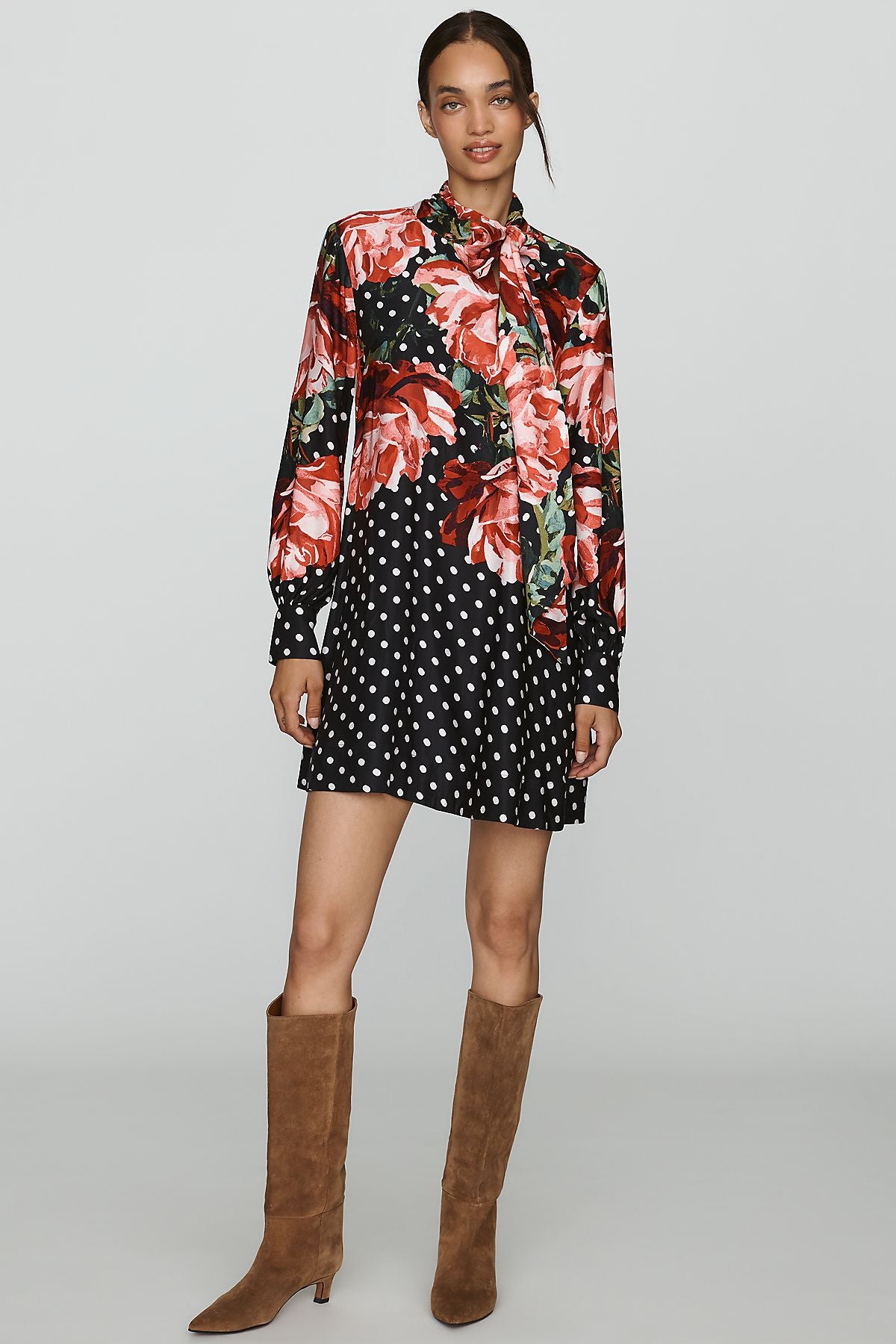 Caroline Tie-Neck Mini Dress by Maeve