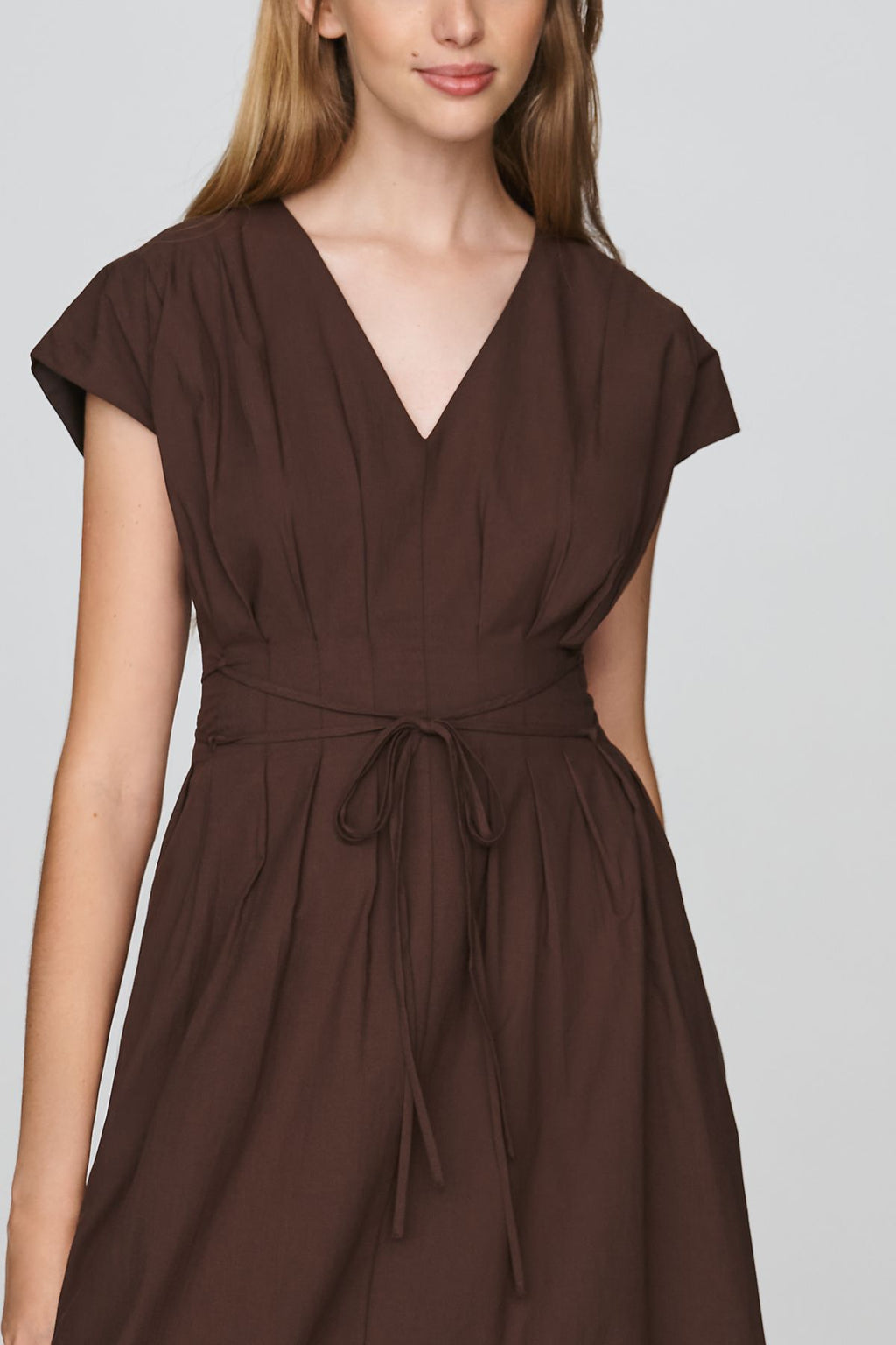 Moon River 100% Cotton Pleated Midi Dress