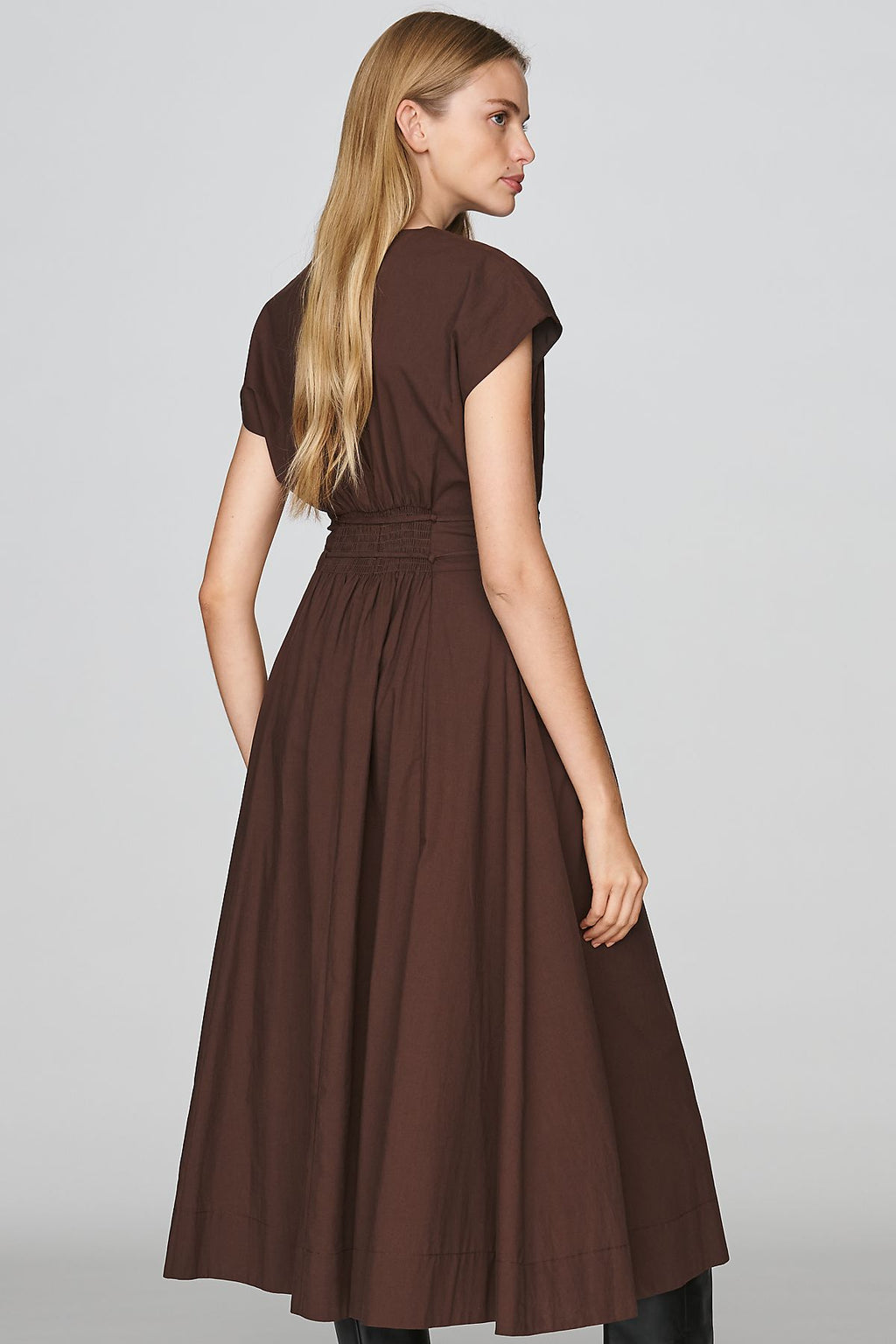 Moon River 100% Cotton Pleated Midi Dress