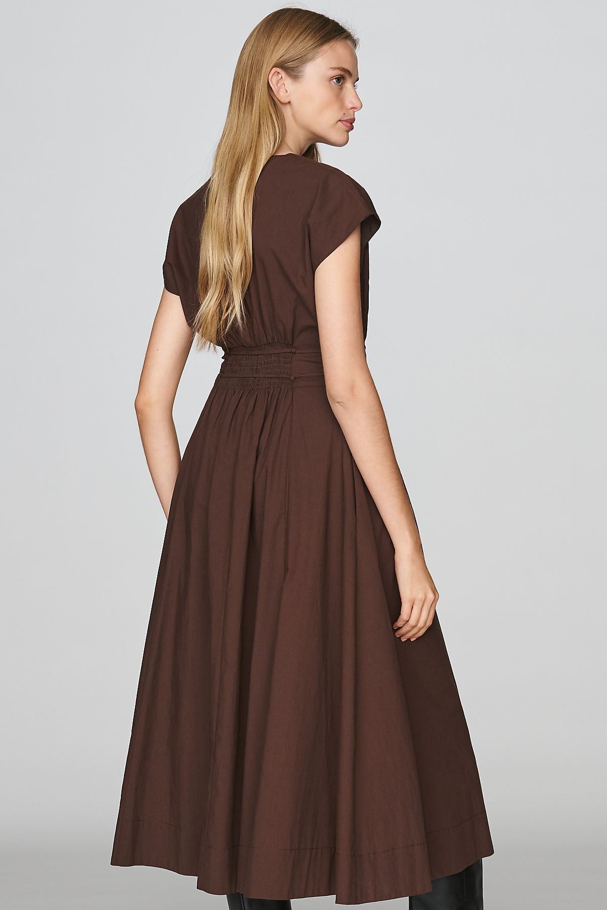 Moon River 100% Cotton Pleated Midi Dress