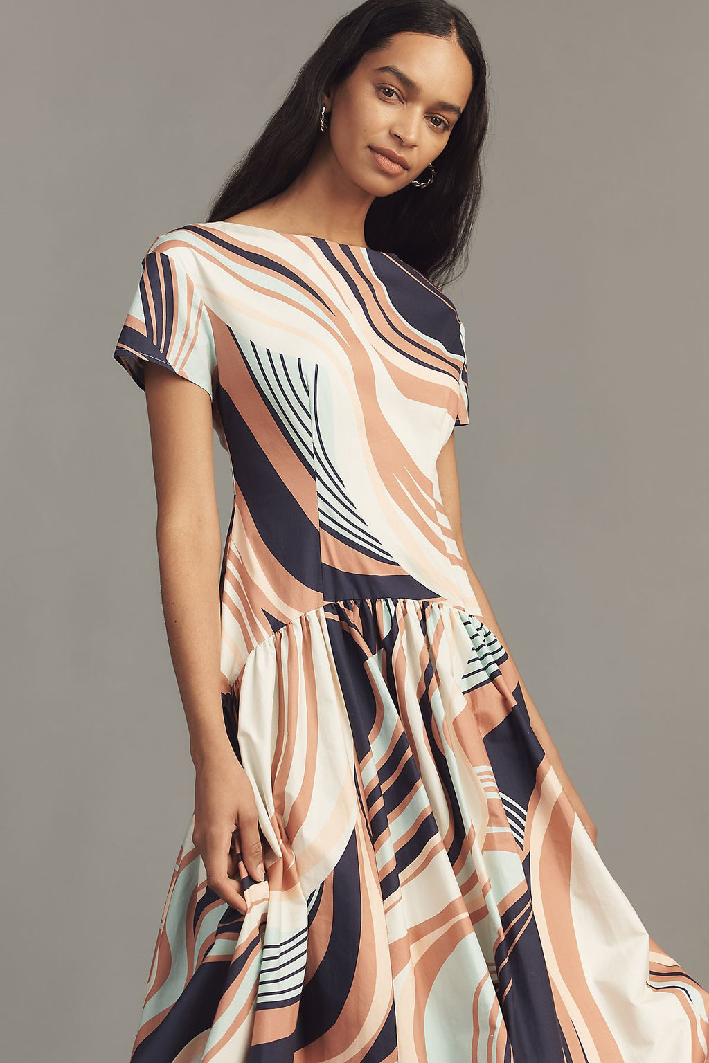 Hutch Atley Stretch Poplin Drop-Waist Maxi Dress