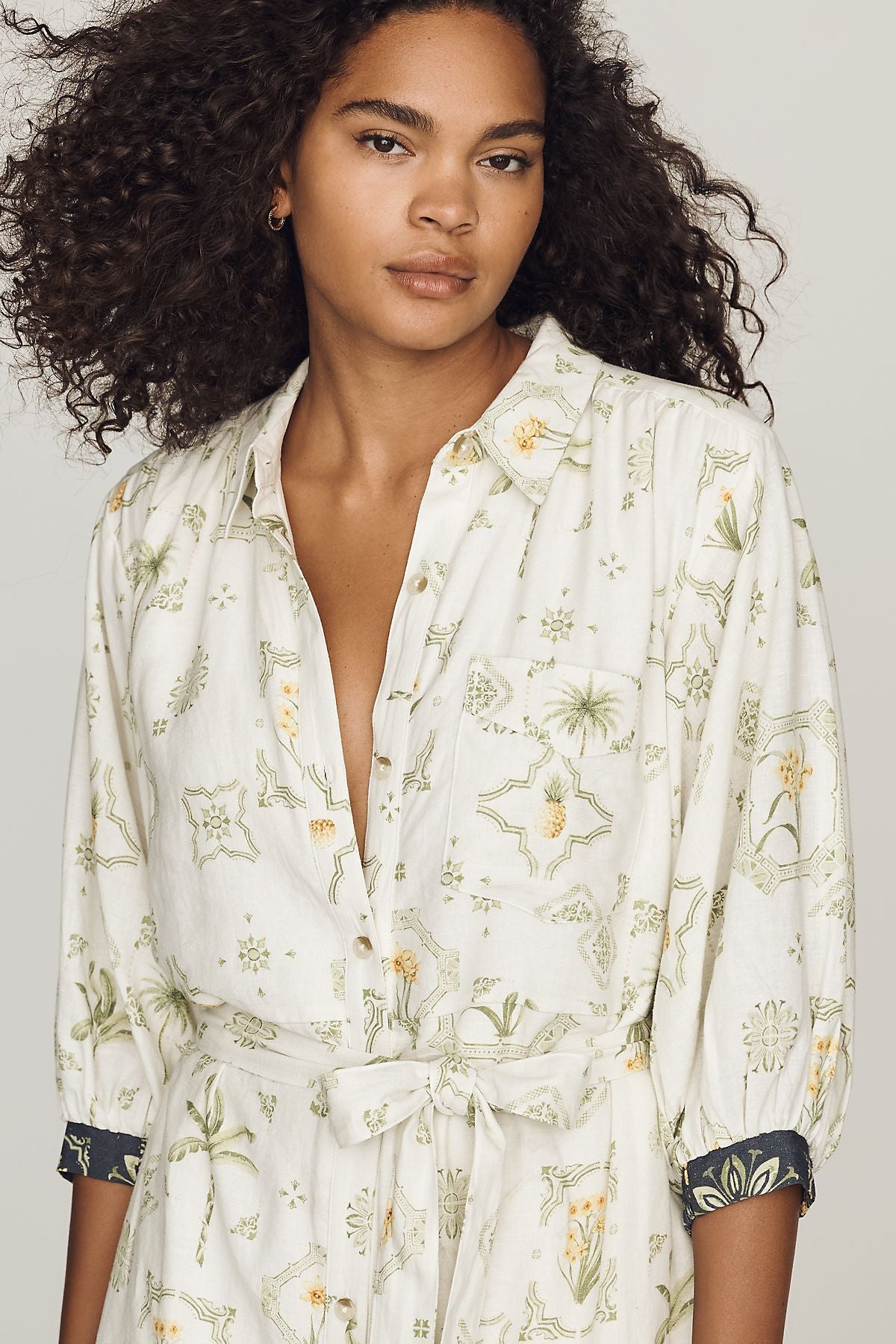 Maeve Mona Linen Blend Maxi Shirtdress