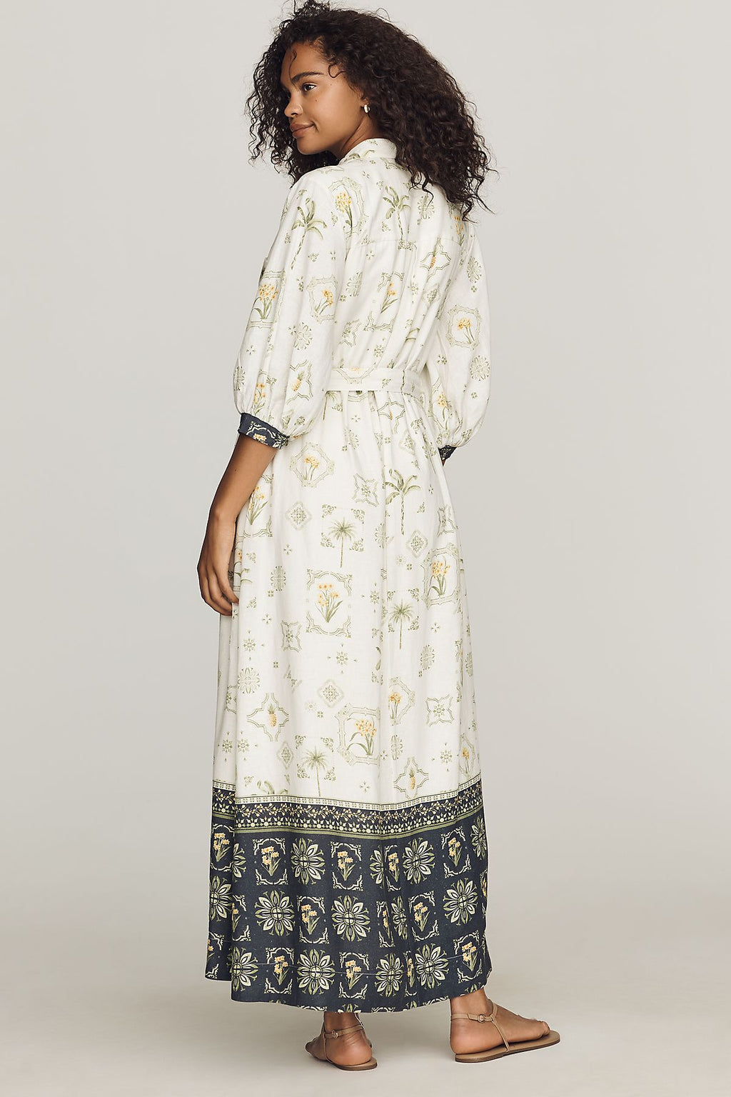 Maeve Mona Linen Blend Maxi Shirtdress