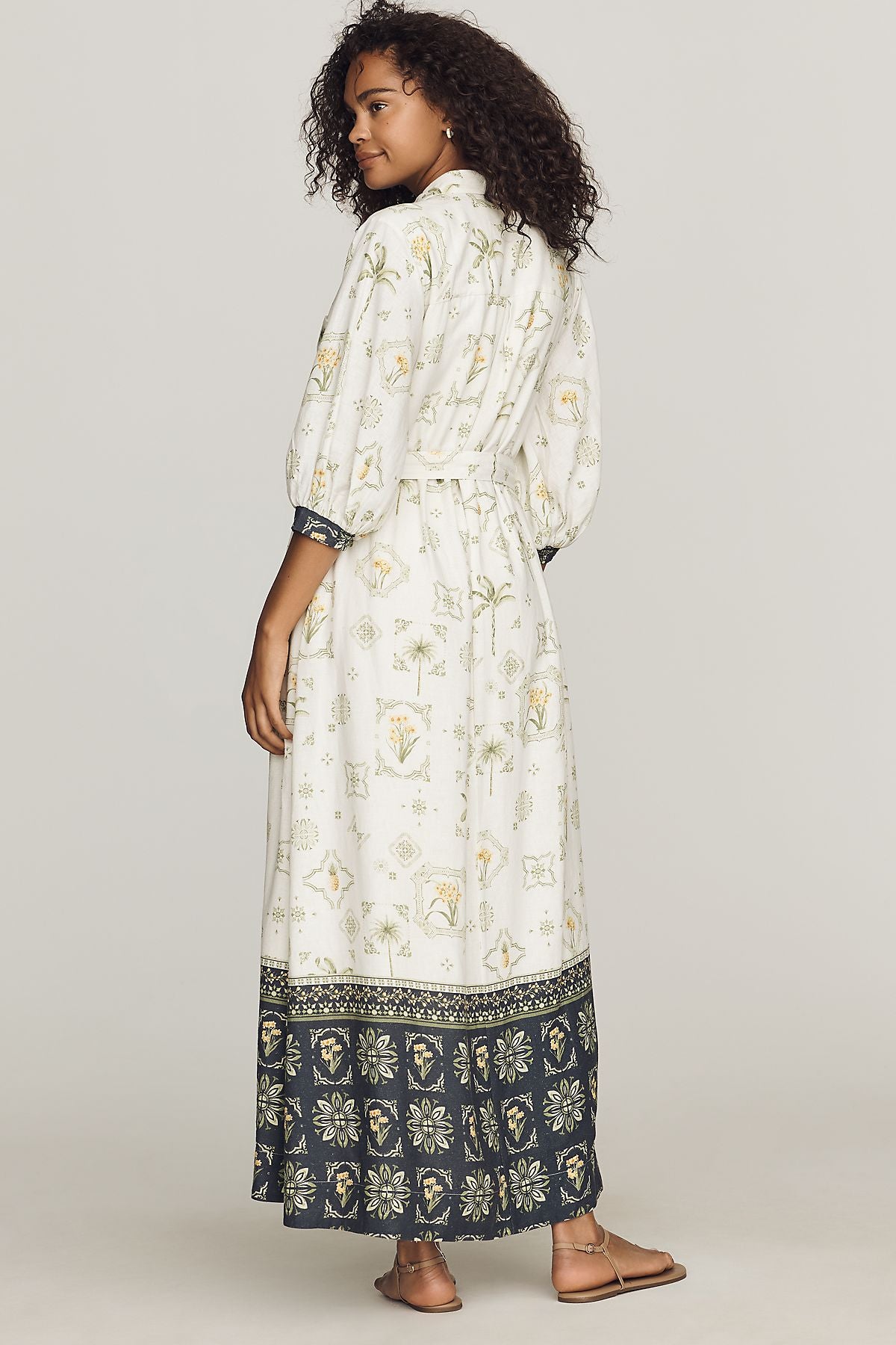 Maeve Mona Linen Blend Maxi Shirtdress