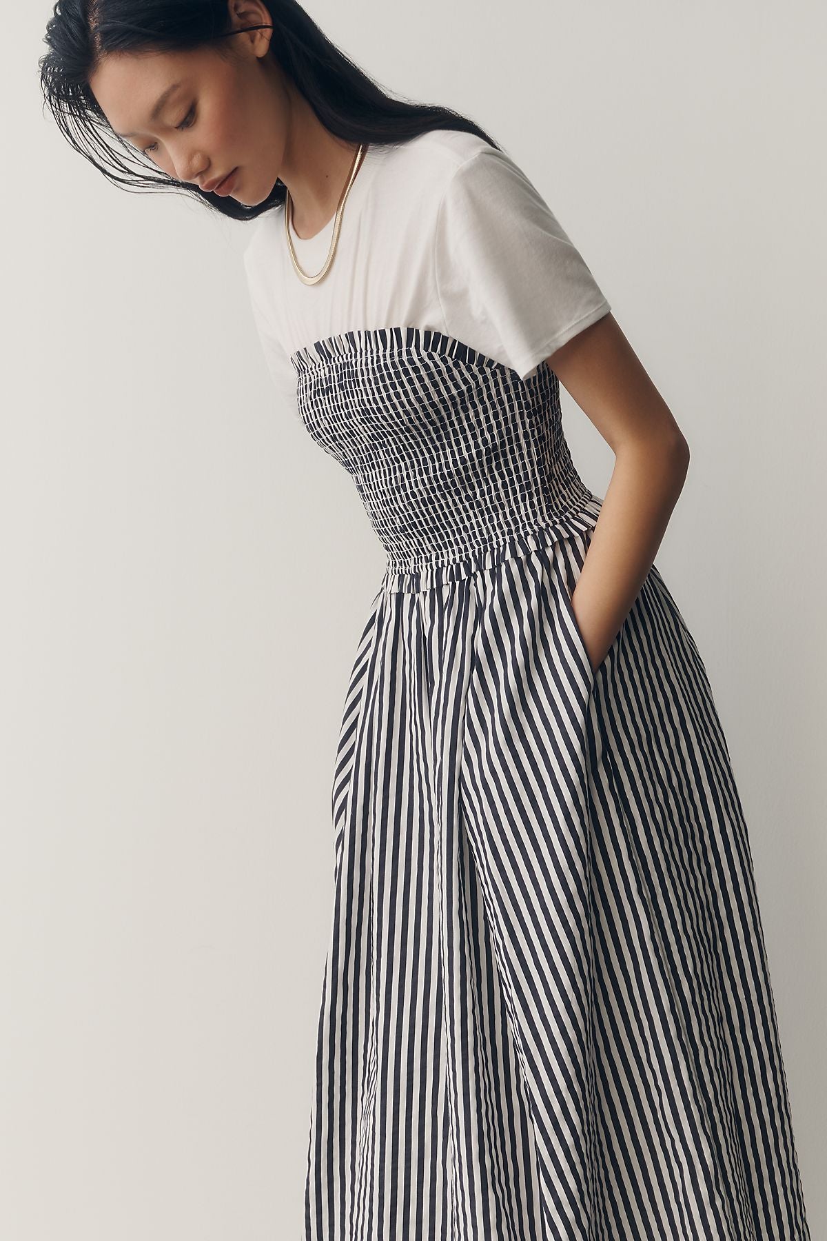 Maeve 100% Cotton Twofer Fit & Flare Dress