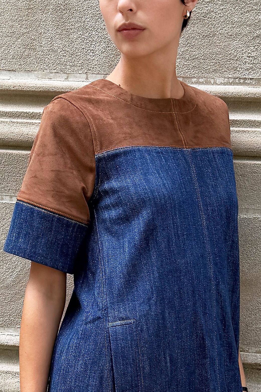 Maeve Denim Faux-Suede Mini Dress