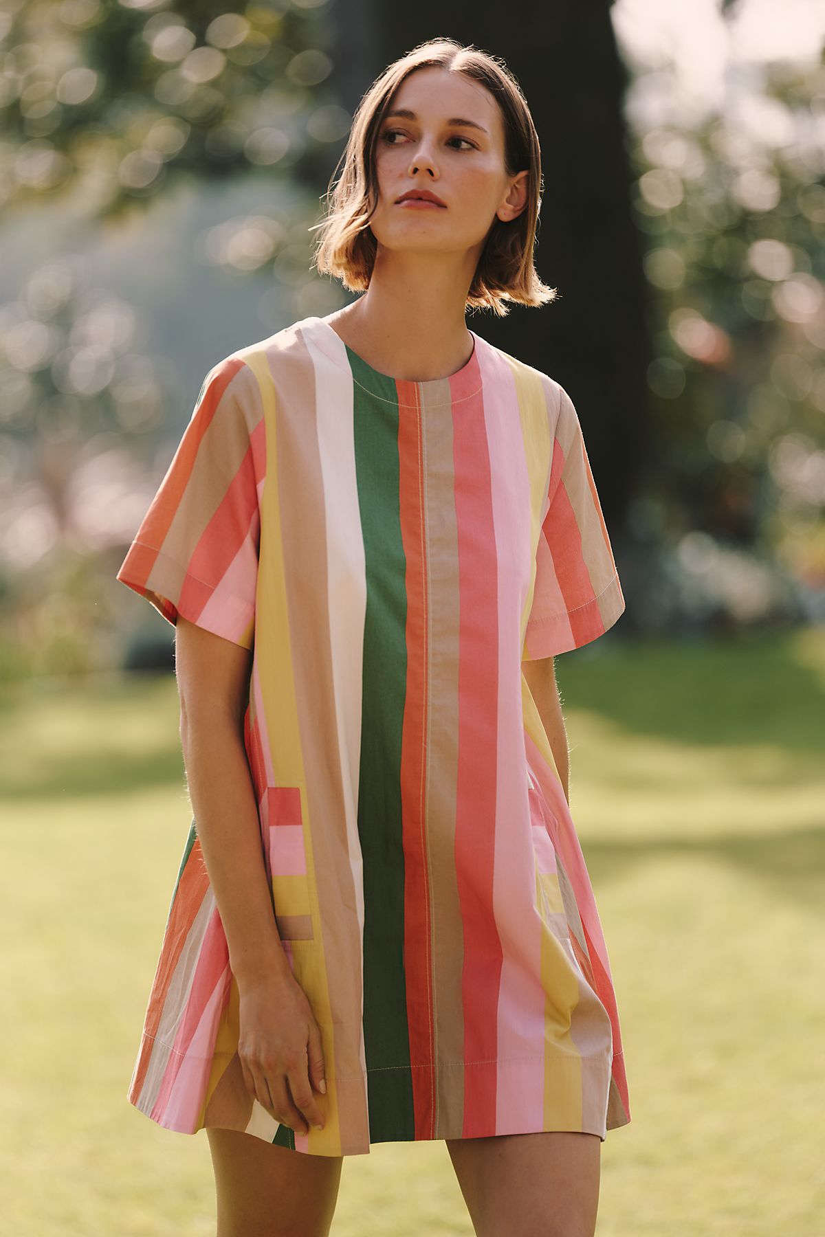 Emmy Short-Sleeve Swing Mini Dress by Maeve