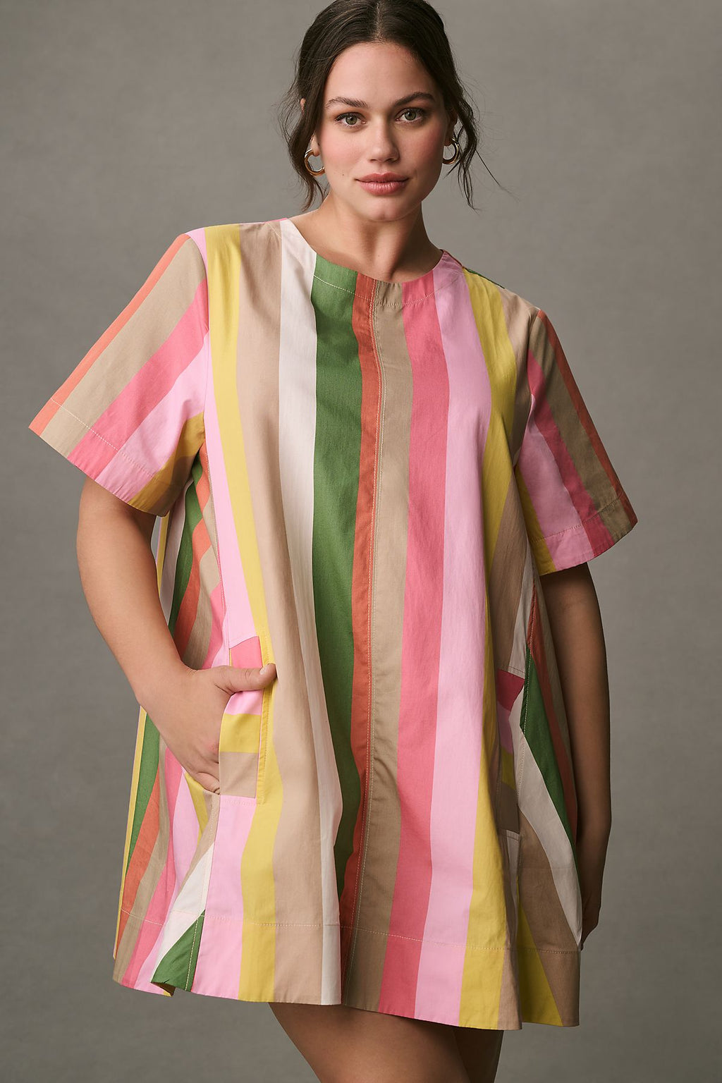 Emmy Short-Sleeve Swing Mini Dress by Maeve