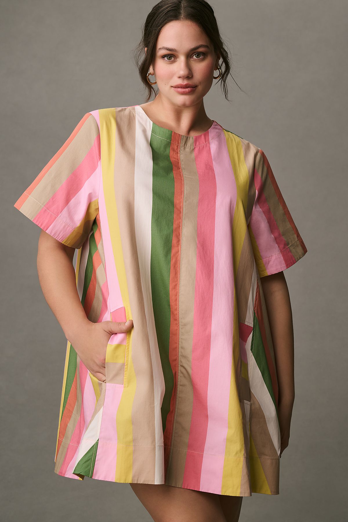 Emmy Short-Sleeve Swing Mini Dress by Maeve