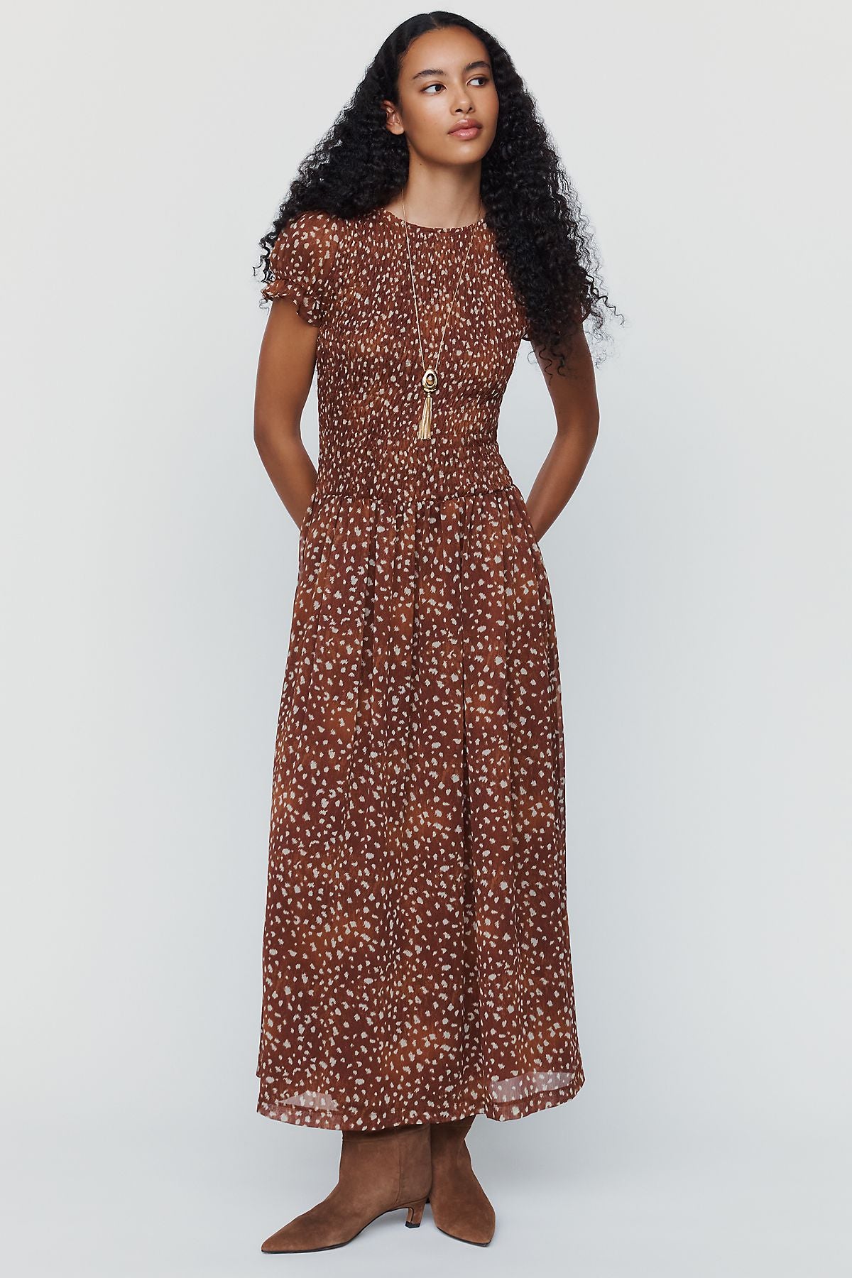 By Anthropologie Smocked Maxi Dress