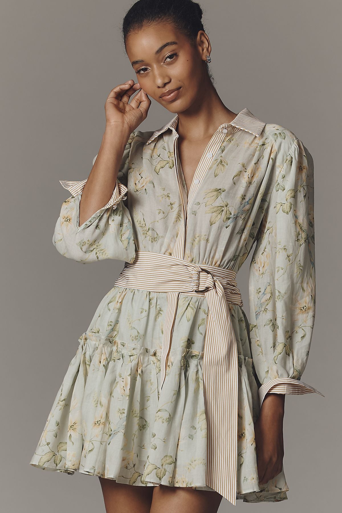 En Saison Rylee Long-Sleeve Belted Shirtdress