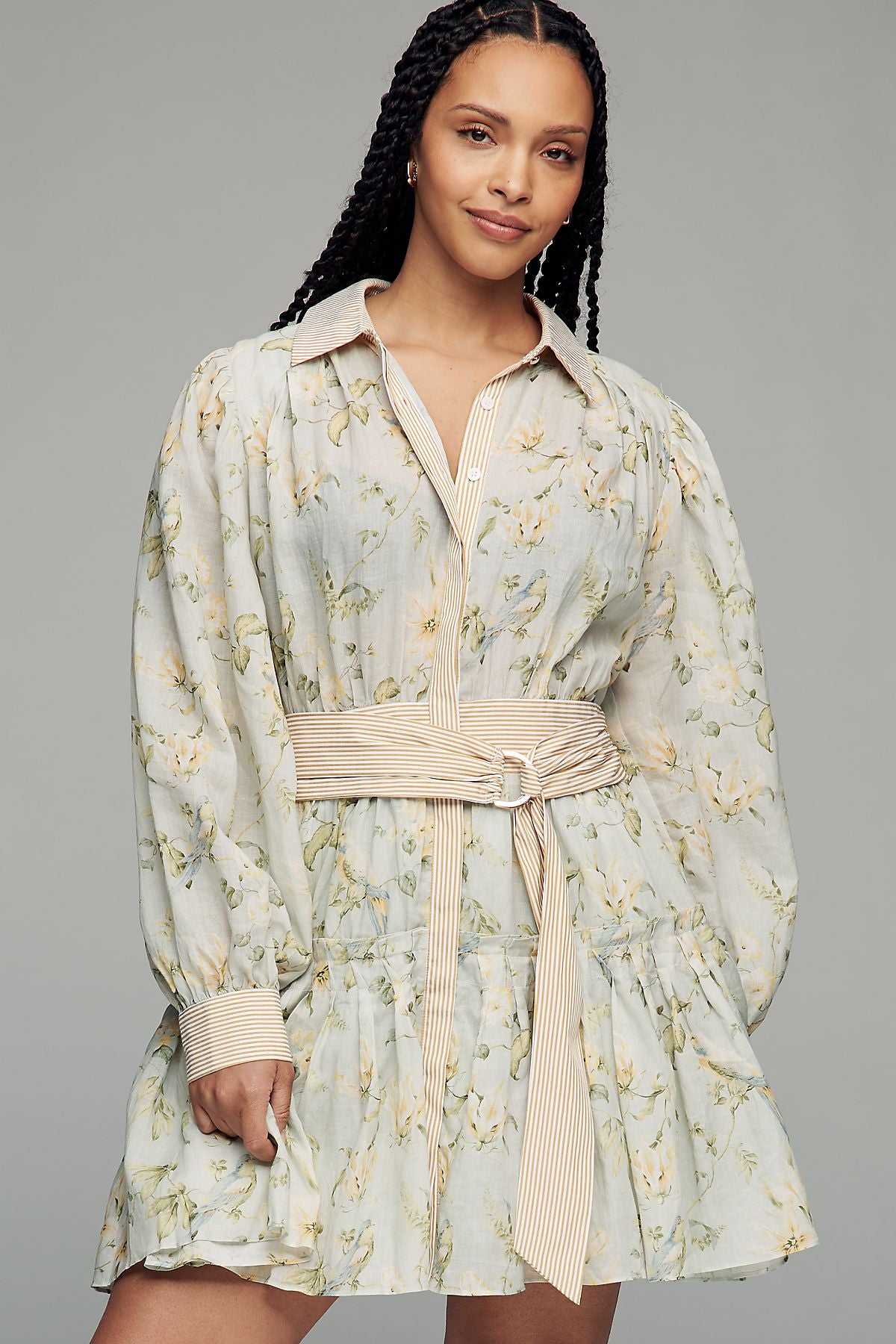 En Saison Rylee Long-Sleeve Belted Shirtdress