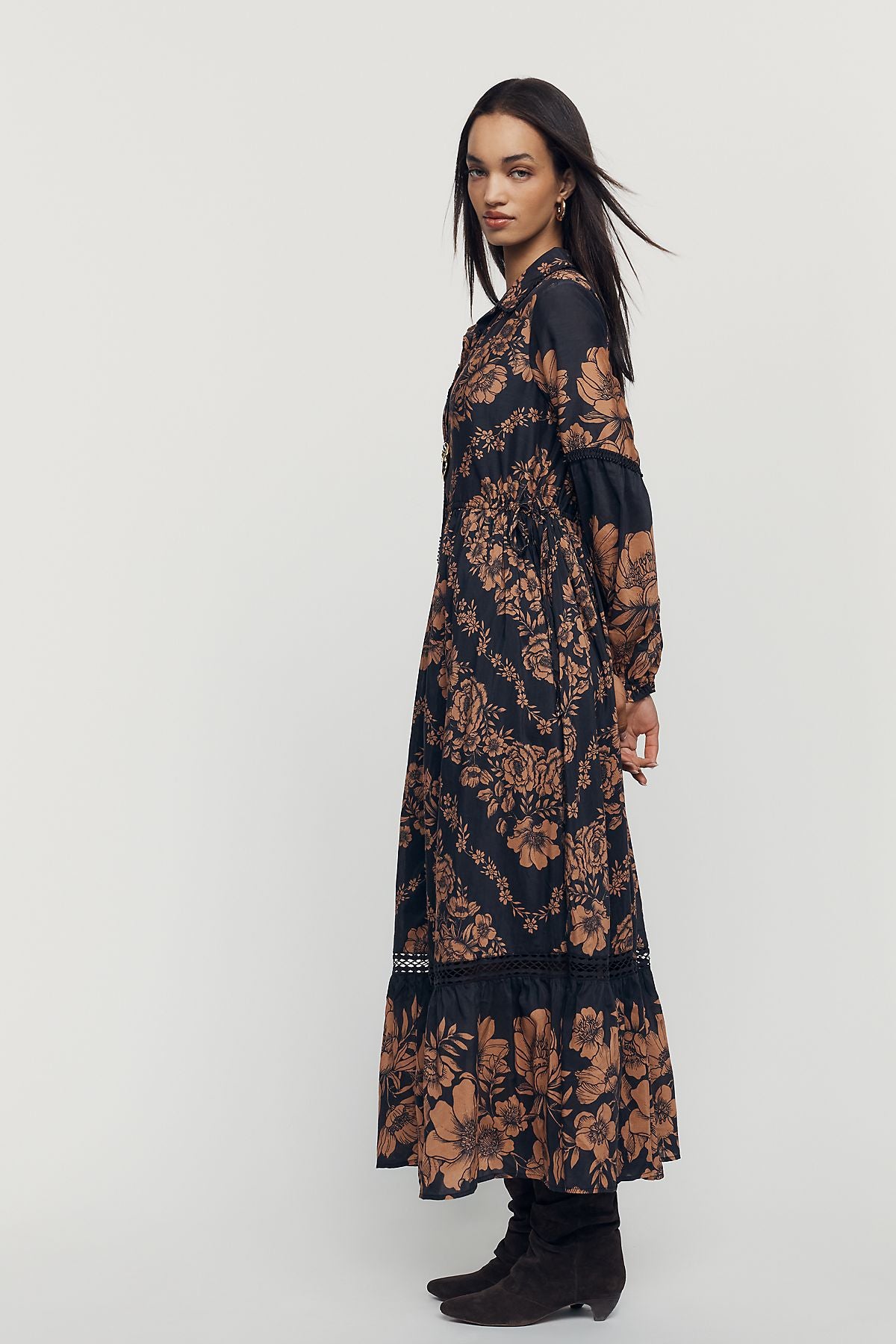 Eleanora Printed Buttondown Midi Shirtdress