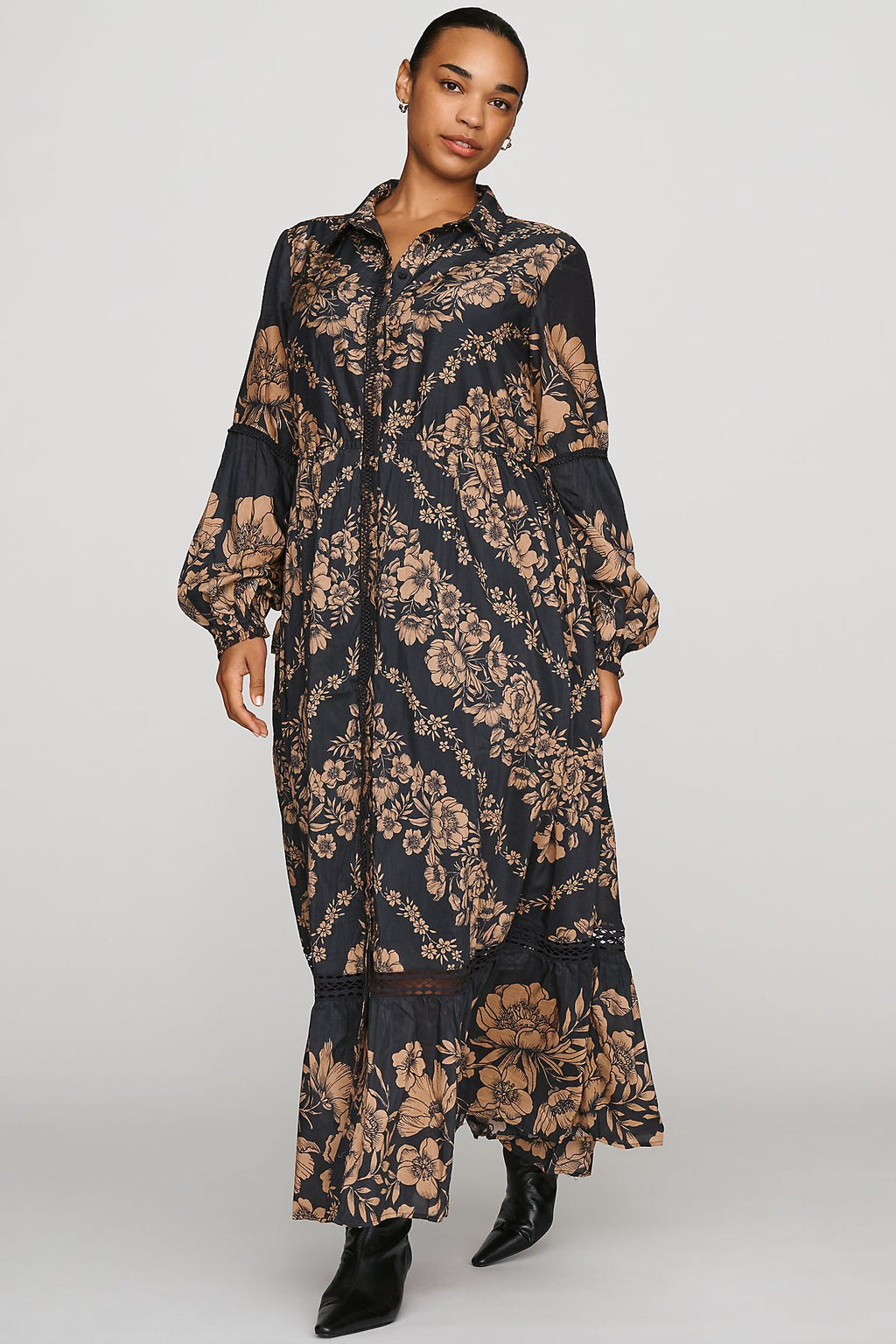 Eleanora Printed Buttondown Midi Shirtdress