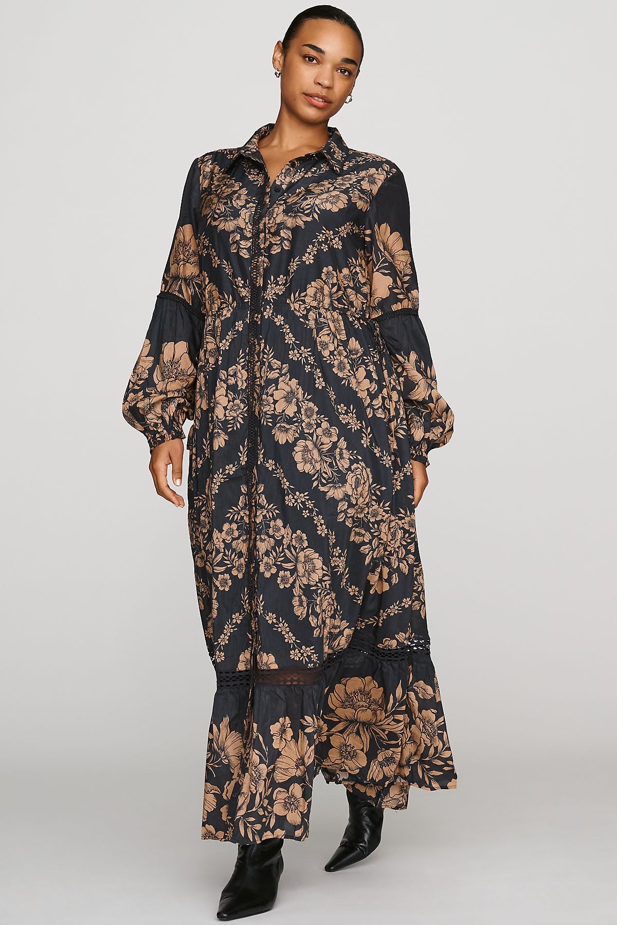 Eleanora Printed Buttondown Midi Shirtdress