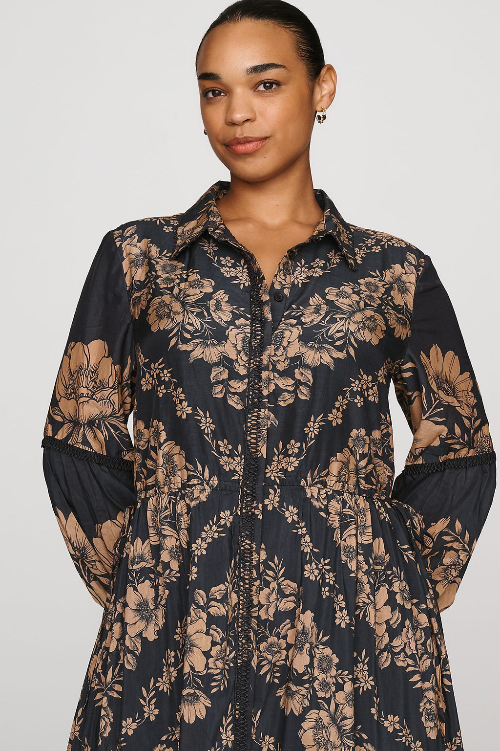 Eleanora Printed Buttondown Midi Shirtdress