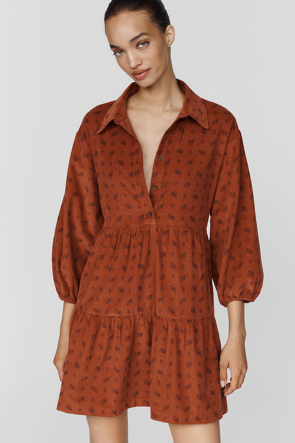 Maeve Bettina 100% Cotton Corduroy Mini Shirtdress