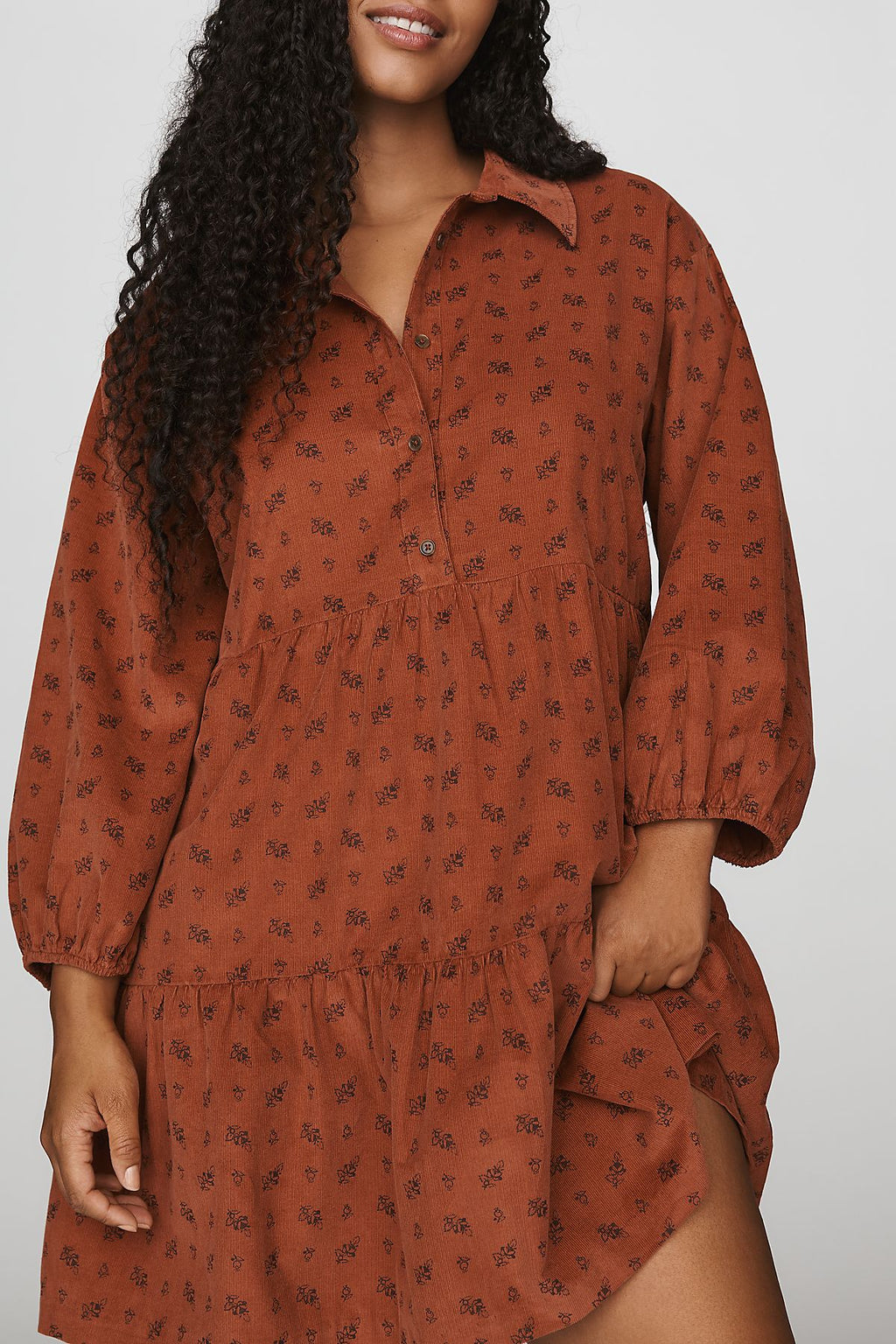 Maeve Bettina 100% Cotton Corduroy Mini Shirtdress