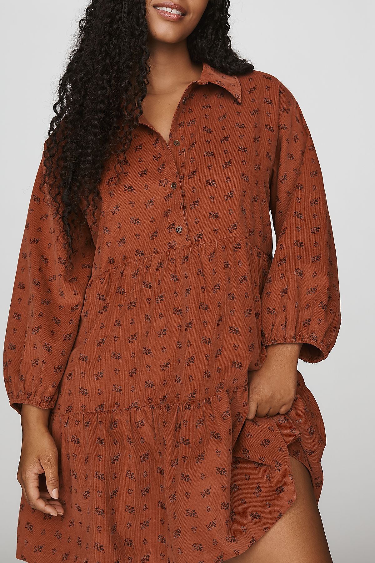 Maeve Bettina 100% Cotton Corduroy Mini Shirtdress
