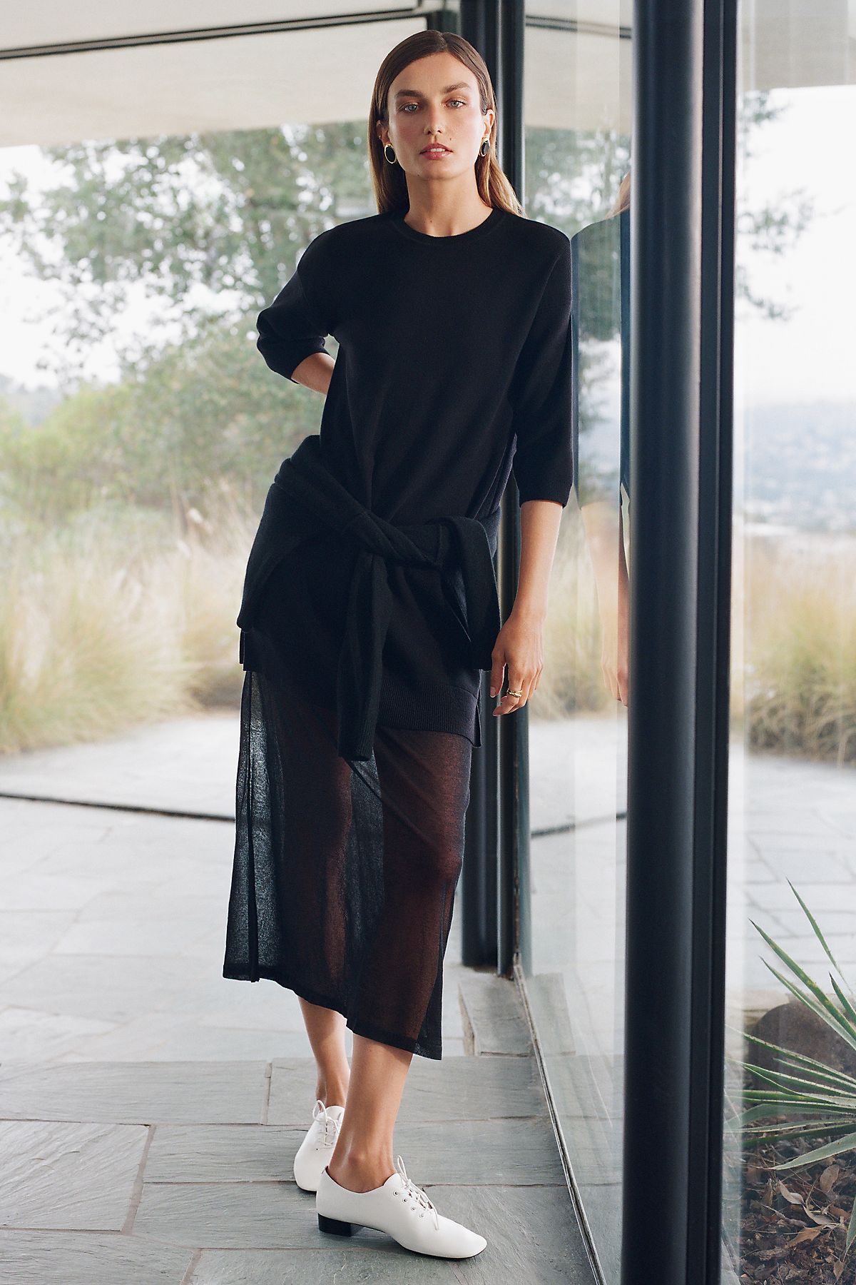 By Anthropologie Twofer Sheer Sweater Dress
