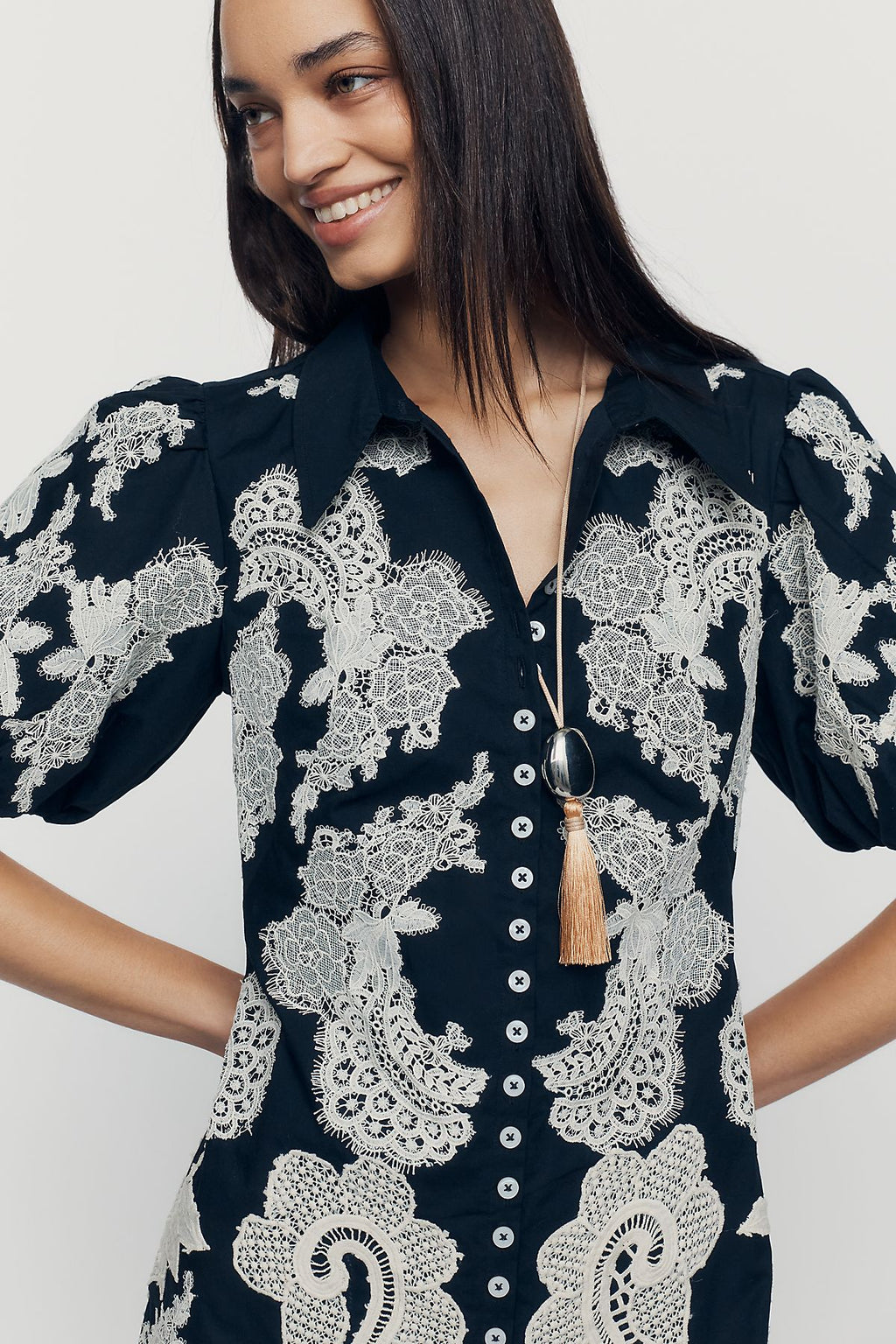 By Anthropologie Appliqué Midi Dress