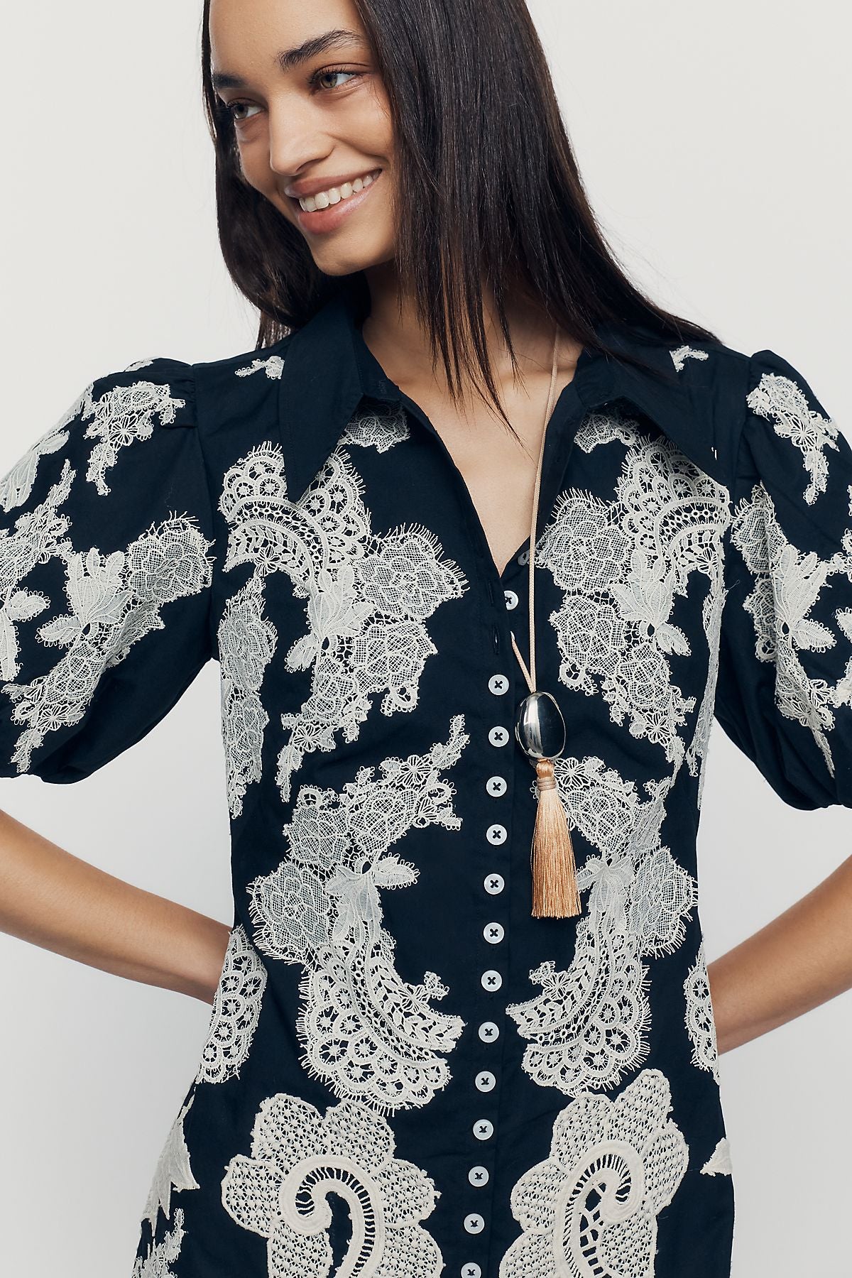 By Anthropologie Appliqué Midi Dress