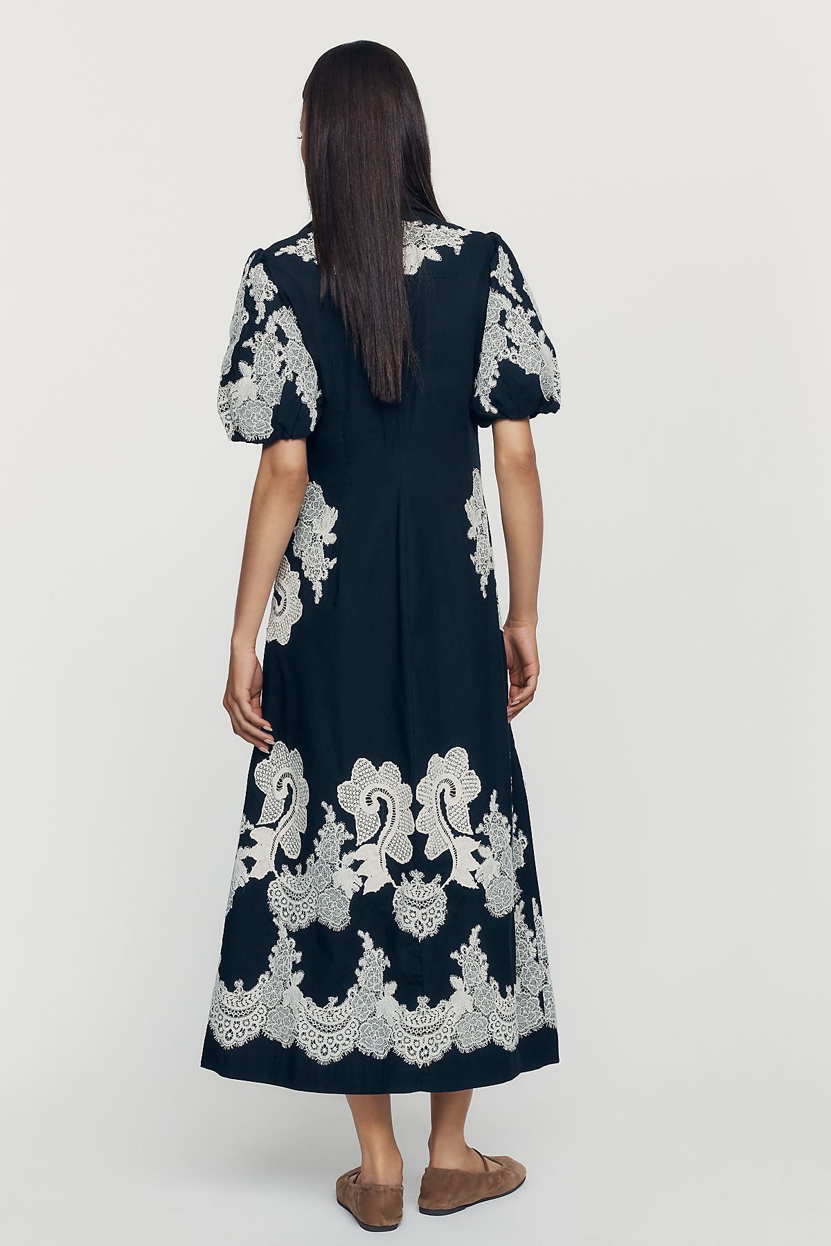 By Anthropologie Appliqué Midi Dress