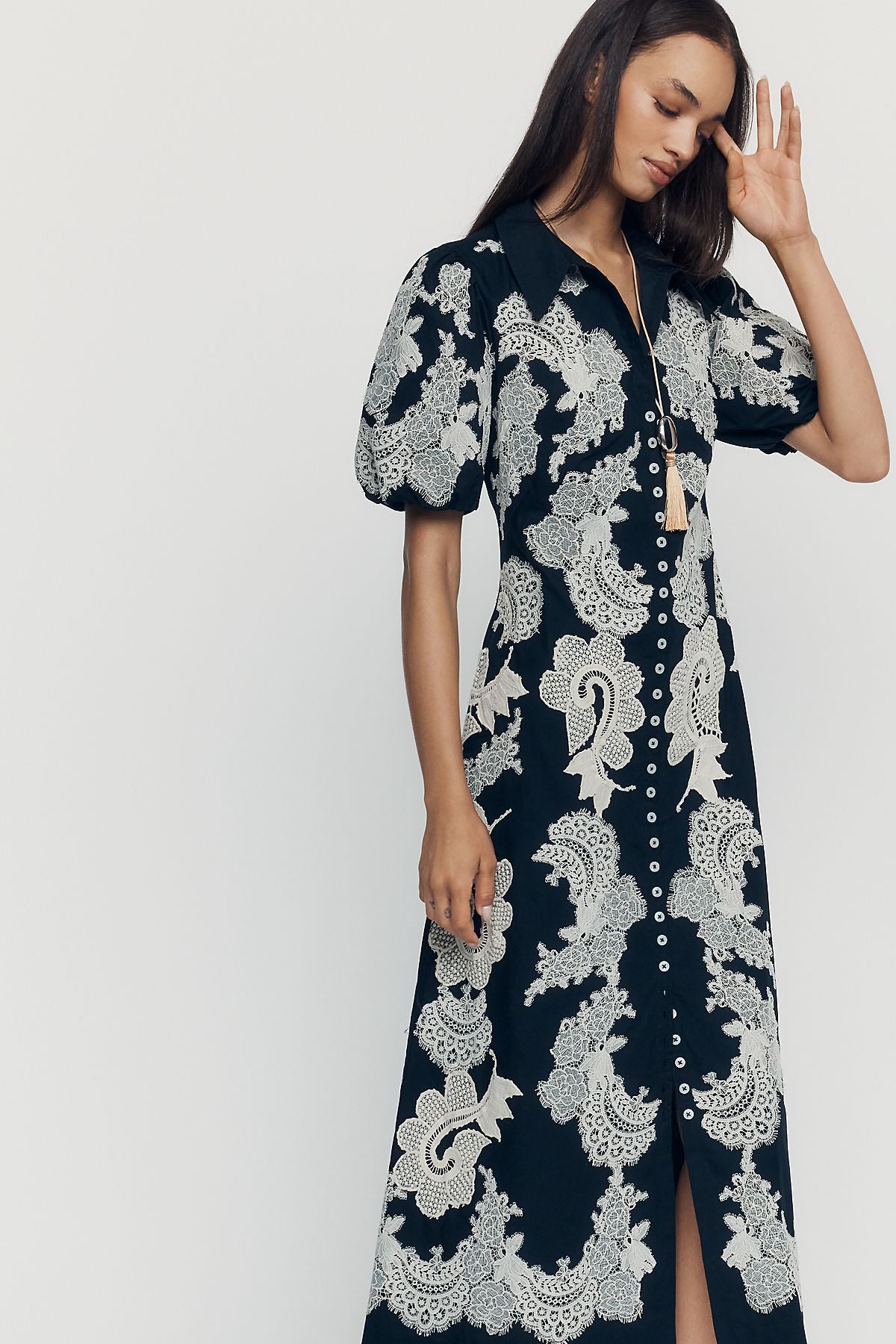 By Anthropologie Appliqué Midi Dress