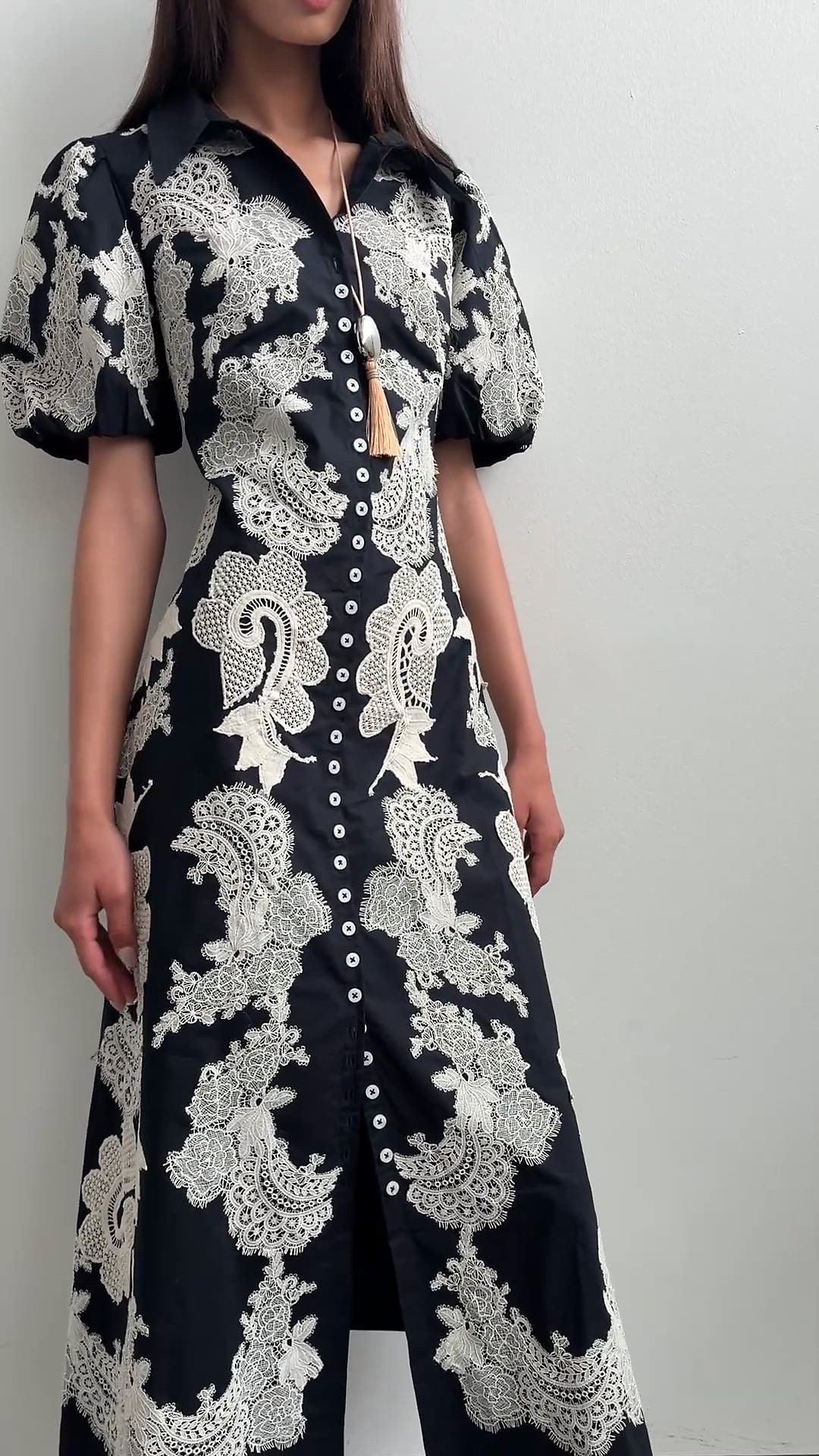 By Anthropologie Appliqué Midi Dress