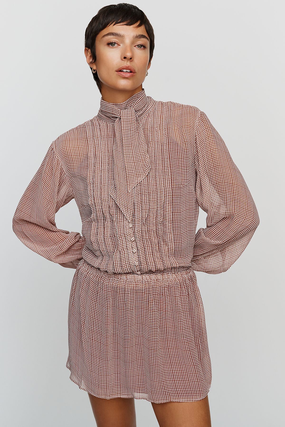 By Anthropologie Tie-Neck Mini Dress